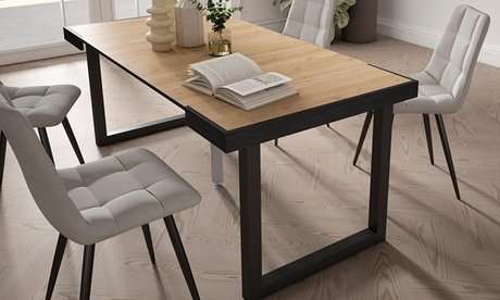 Konsolentisch: Eiche / X-förmige Beine in Weiß