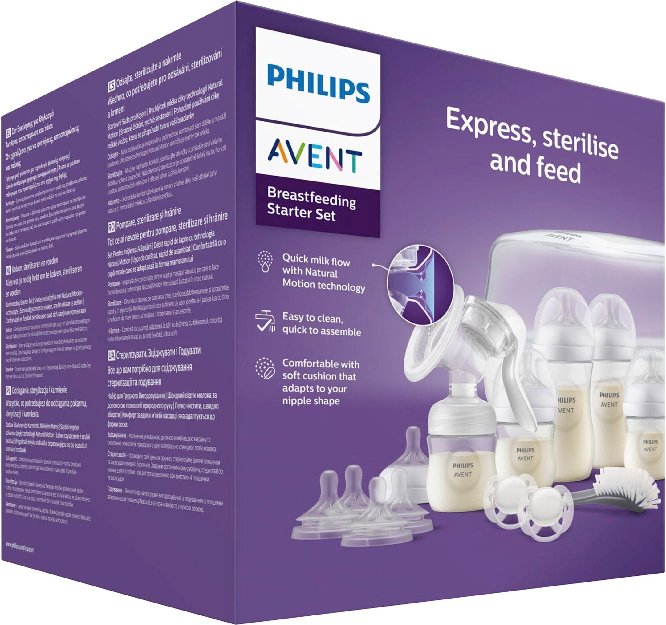 Philips Avent 6-tlg. Starter-Set, Handmilchpumpe SCD430/50, ab Geburt