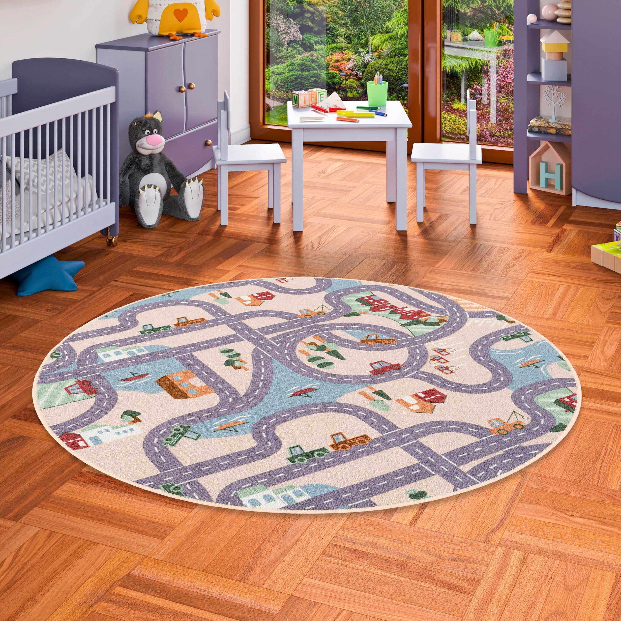 Snapstyle Kinder Spiel Straßenteppich Fun Town Rund