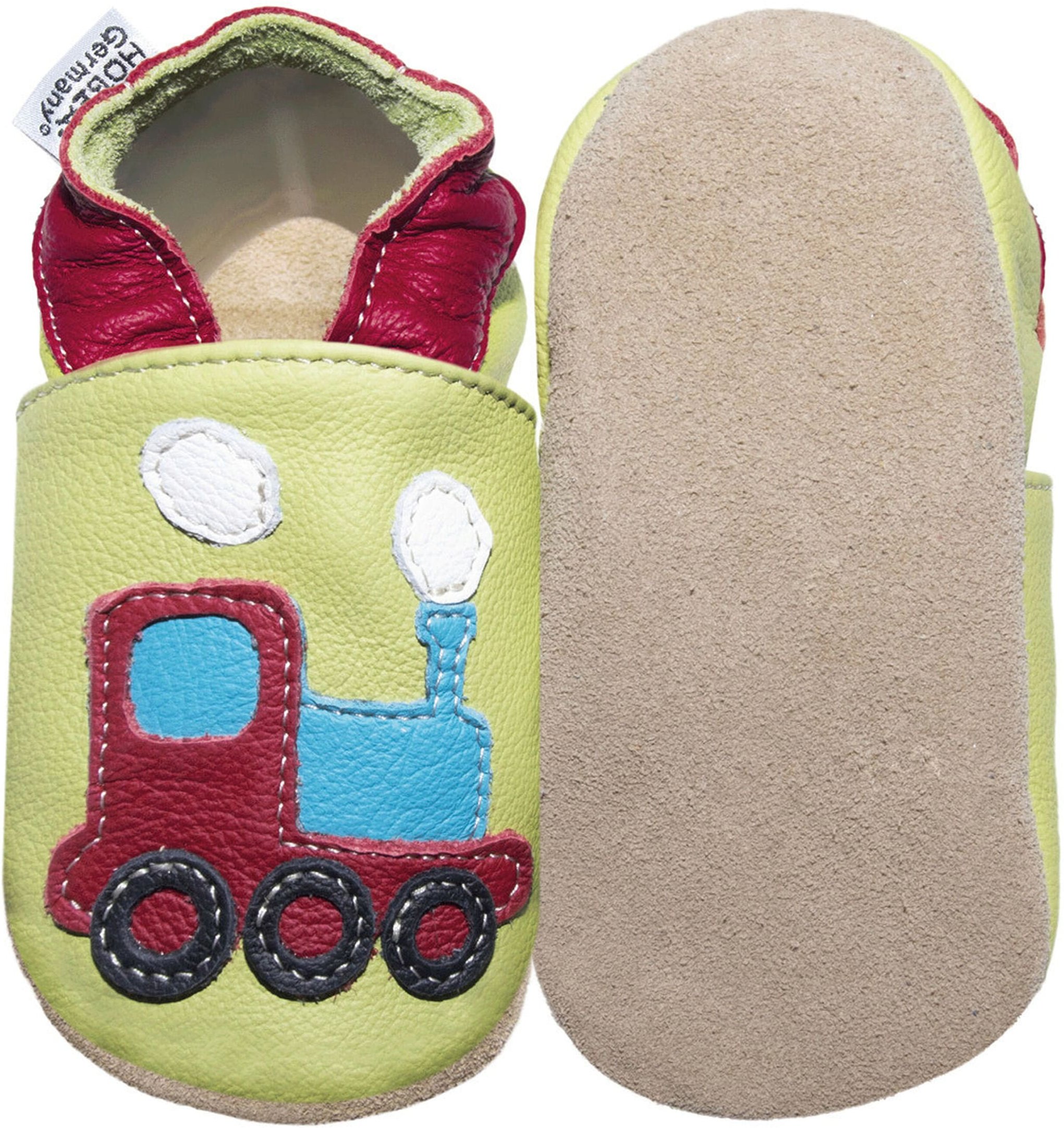 Hobea-Germany Krabbelschuhe Lokomotive grün
