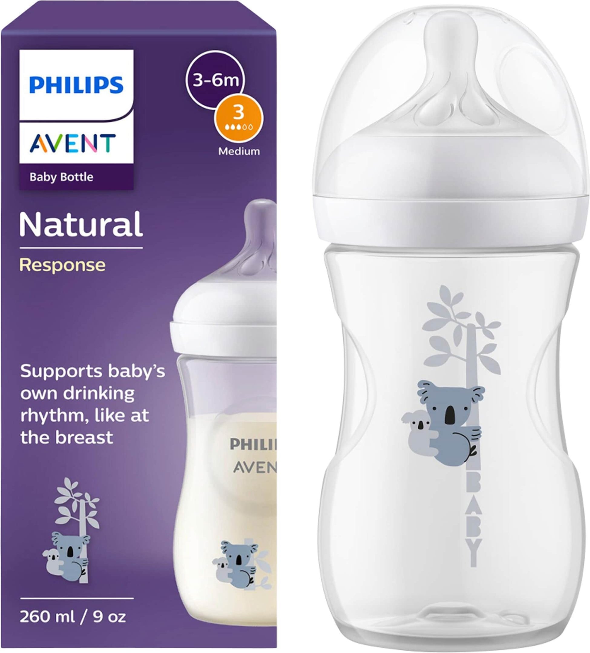 Philips Avent Babyflasche Natural Response, 260ml, ab 1M