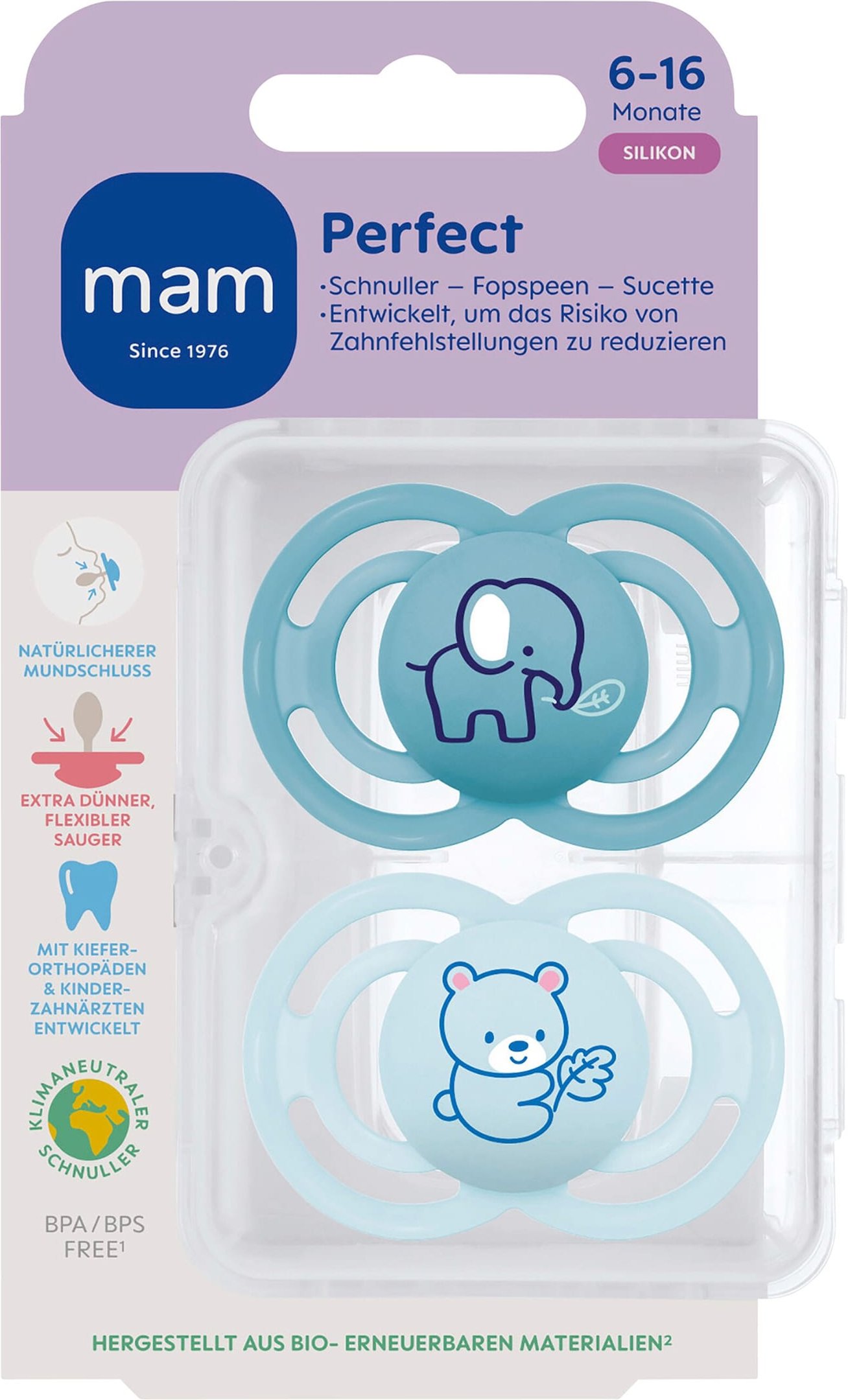 Mam 2er-Pack Schnuller Perfect Silikon, 6-16M