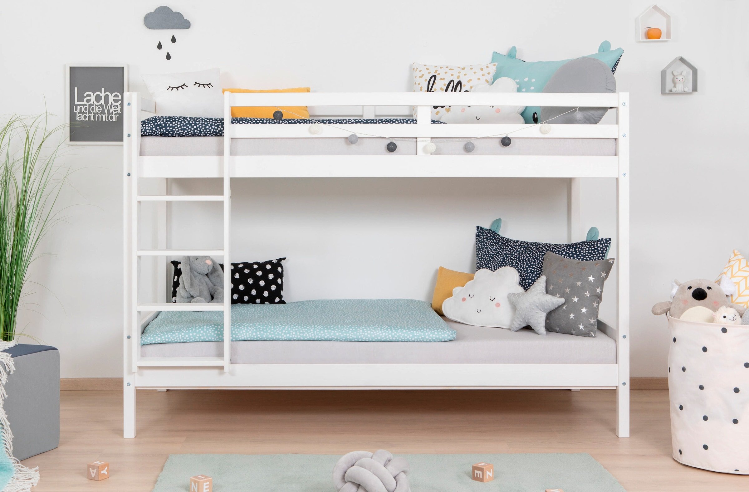 Ticaa Etagenbett Stockbett Rene Kiefer massiv Weiß