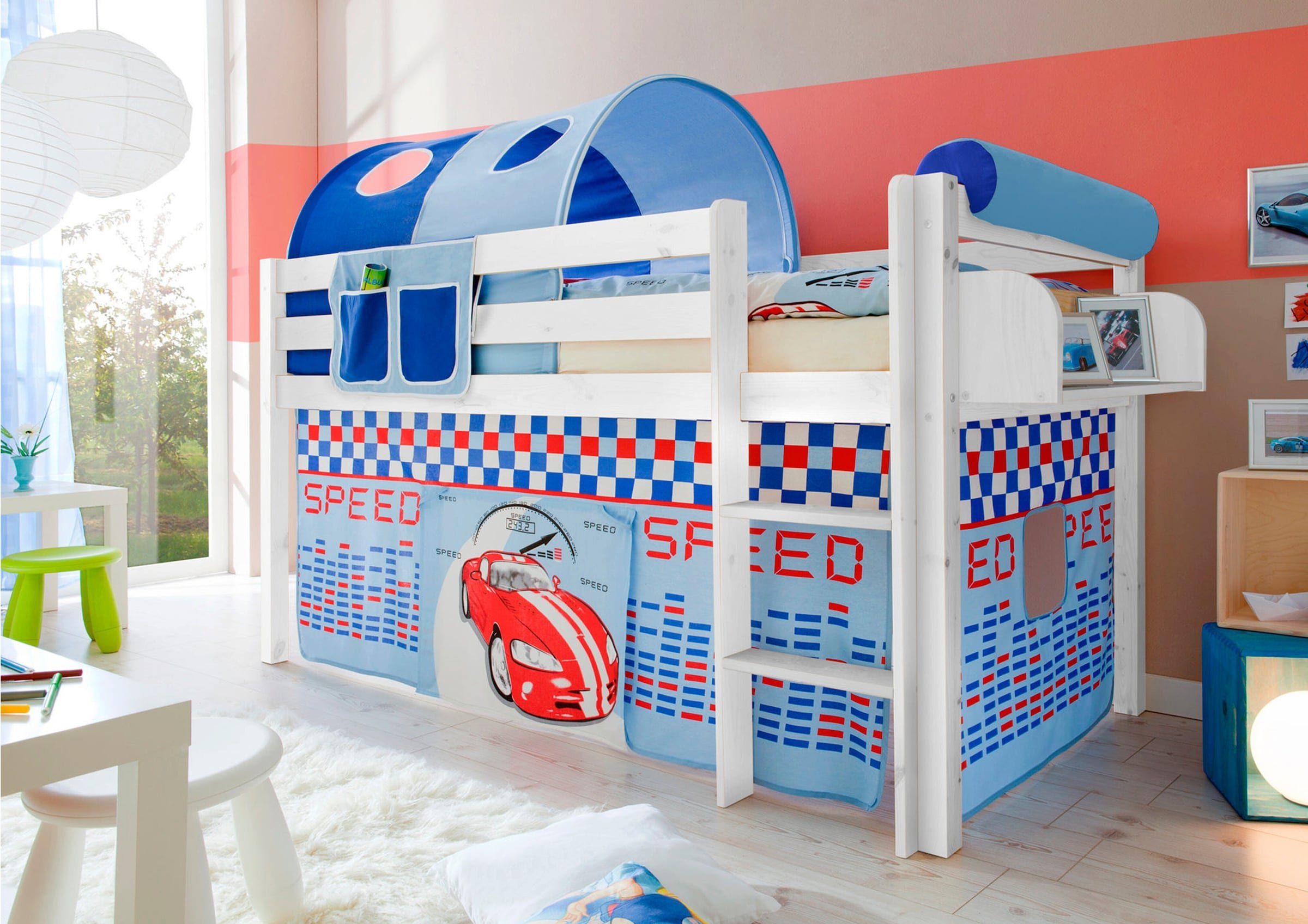 Ticaa Hochbett "Malte" Kiefer Weiß Motiv