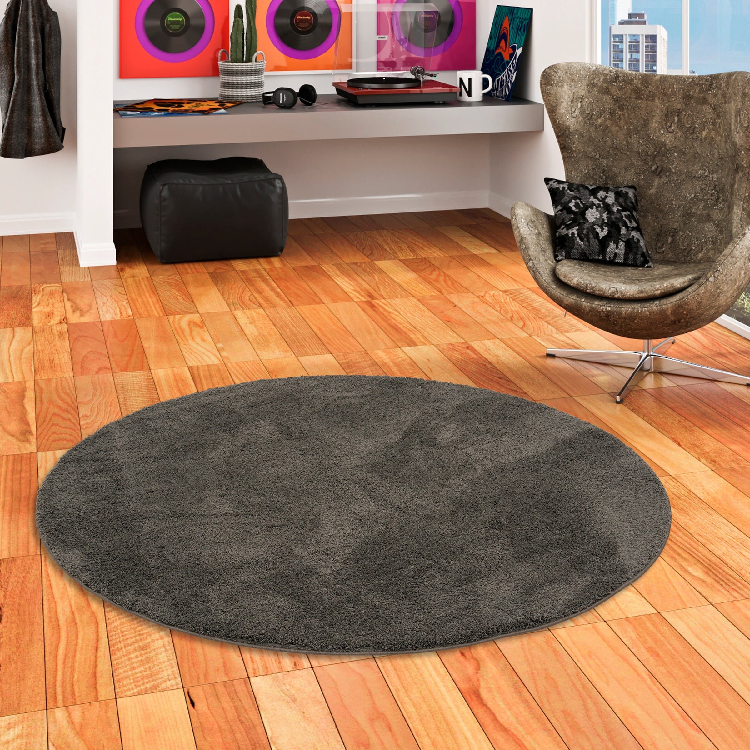 Thumbnail - Pergamon Super Soft Kinder Hochflor Teppich Silky Kids Rund