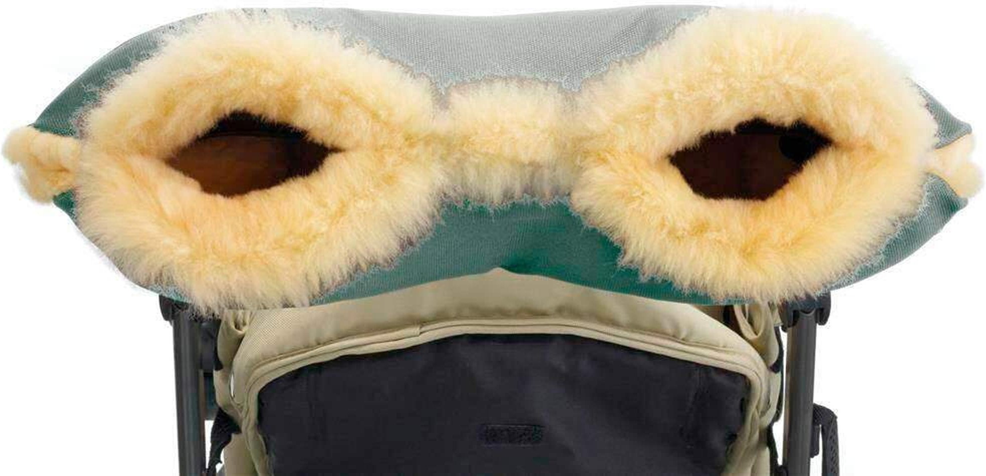 Hofbrucker Lammfell-Handwärmer für Kinderwagen Lammfell Handmuff gruen