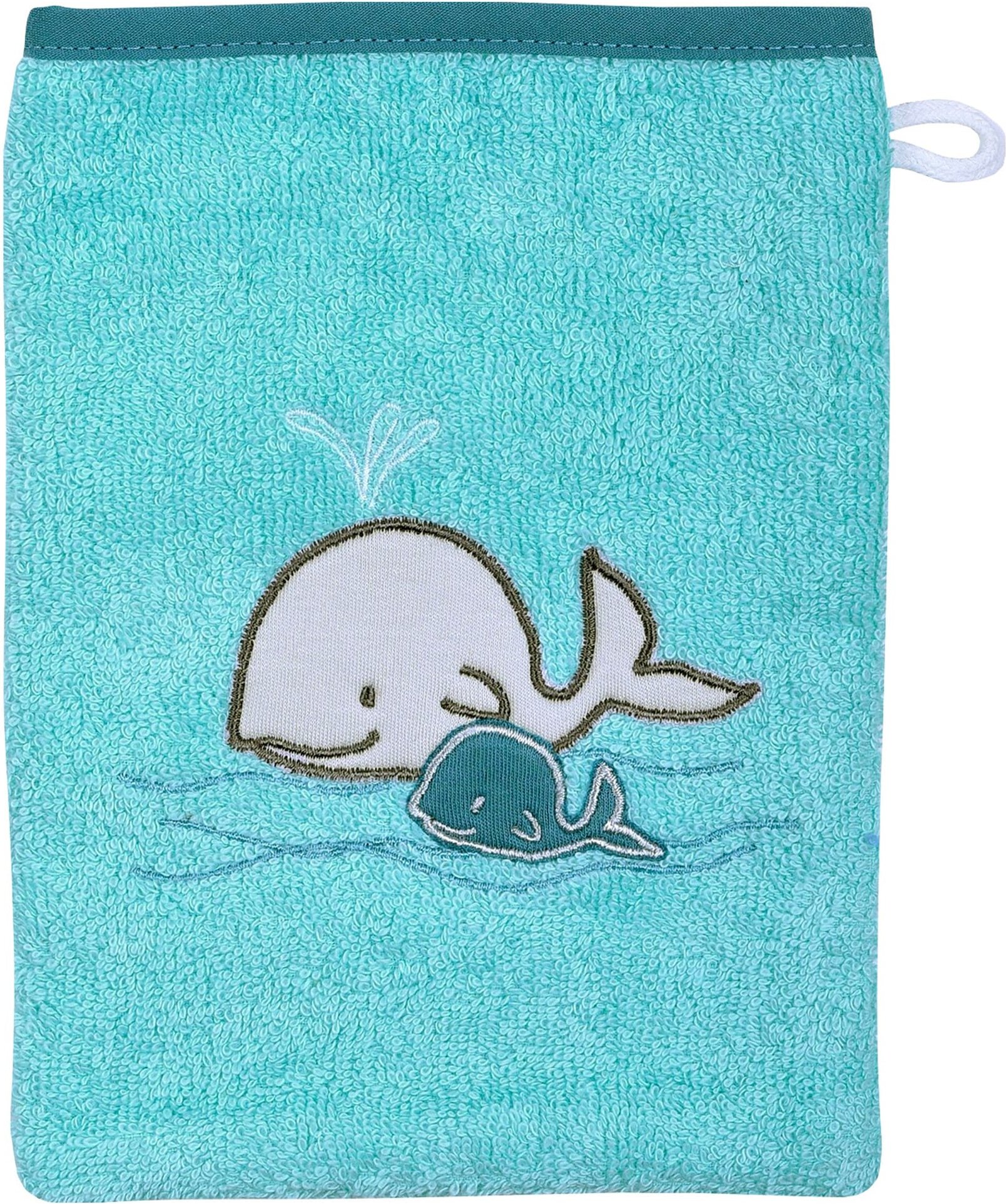 Wörner 2-tlg. Textil-Badeset Frottee Kapuzen-Badetuch 80x80 mit Waschlappen blau