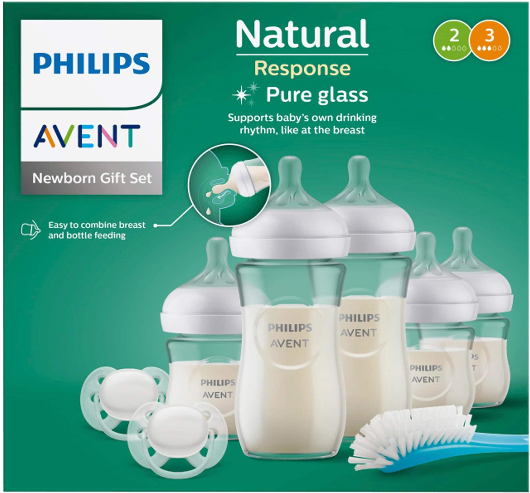 Philips Avent 8-tlg. Babyflaschen-Set, Natural Response, Glas, ab Geburt