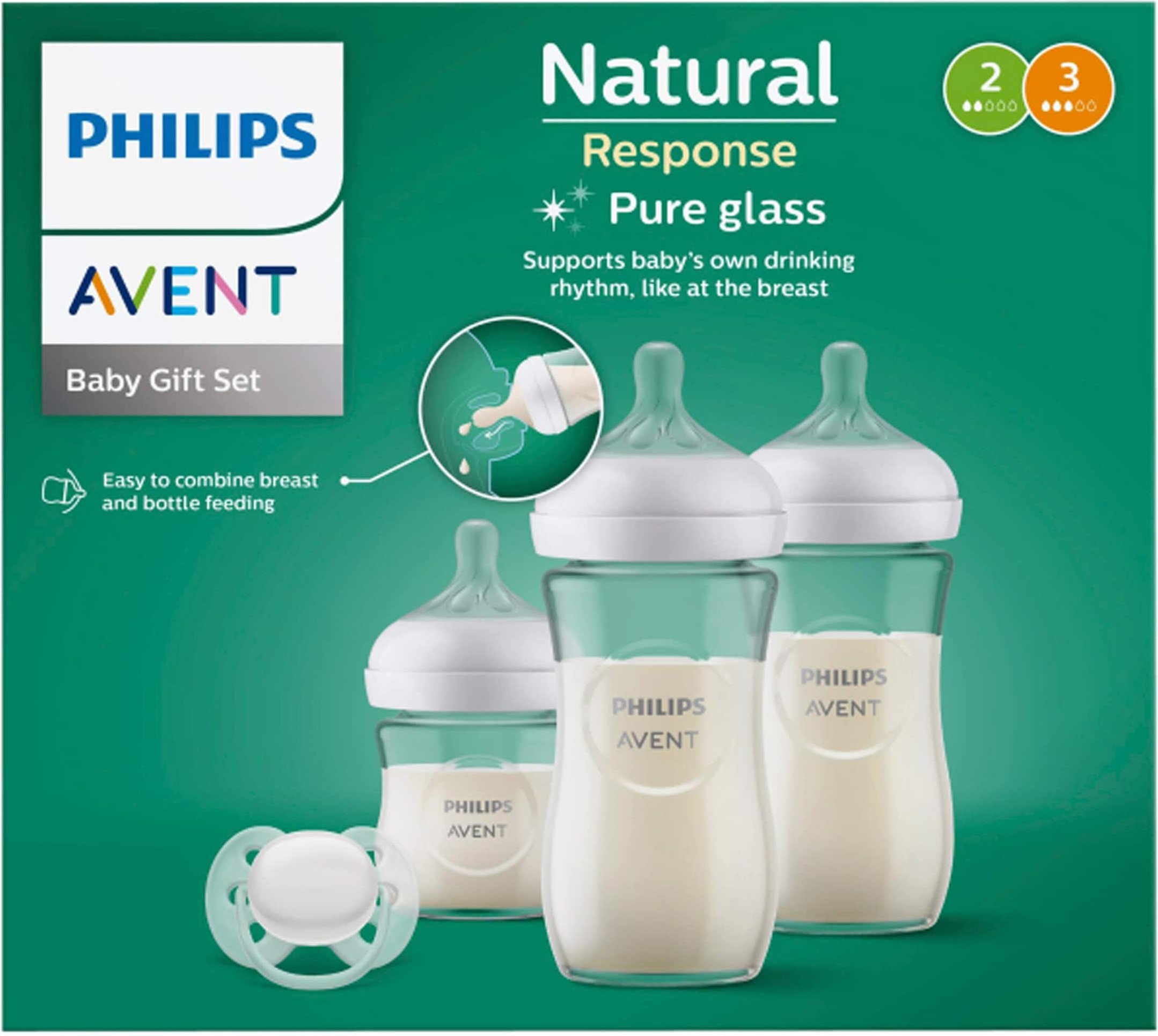Philips Avent 4-tlg Babyflaschen-Set, Natural Response, Glas, ab Geburt