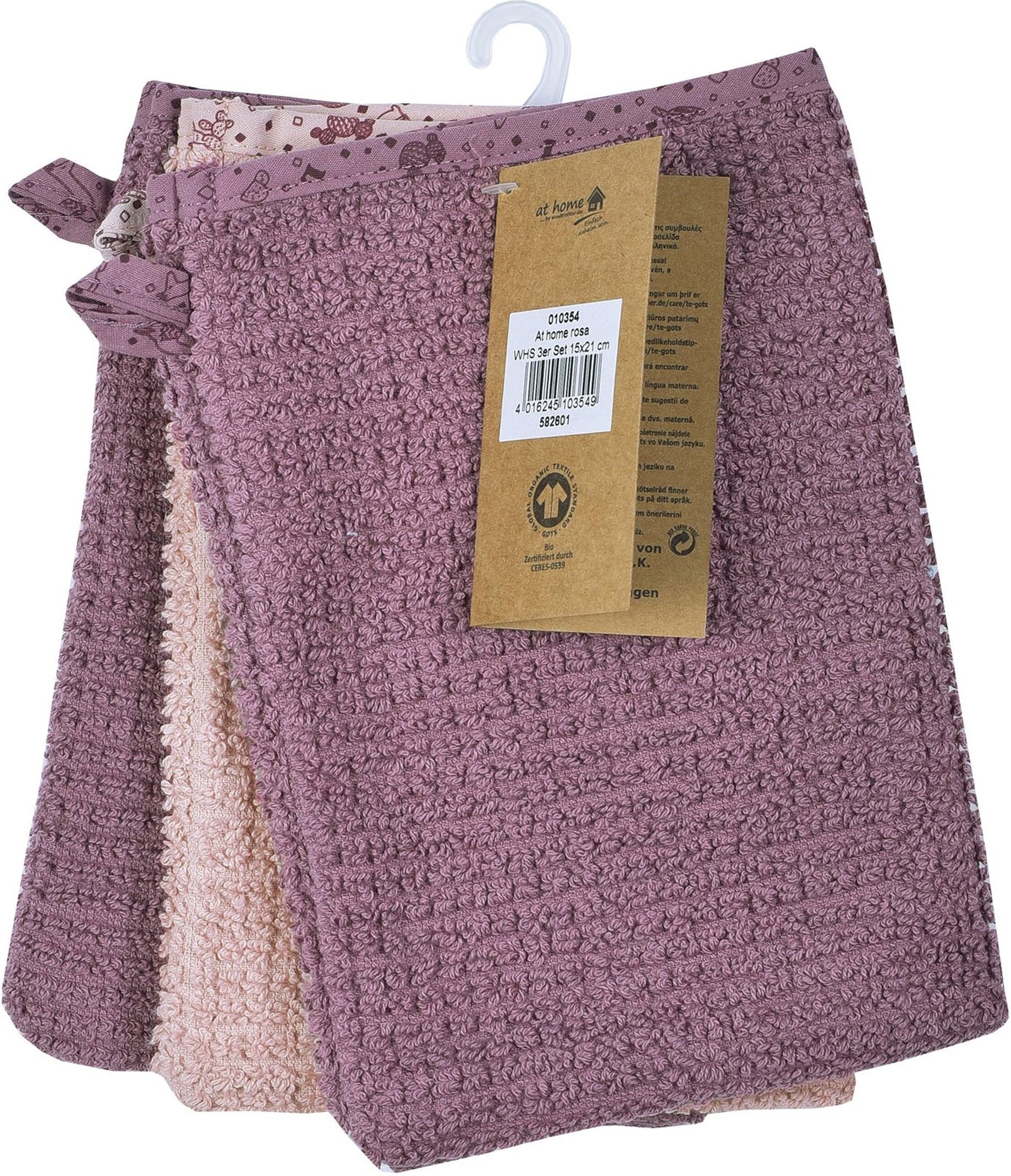 Wörner 3er-Pack Waschlappen 15x21 cm rosa