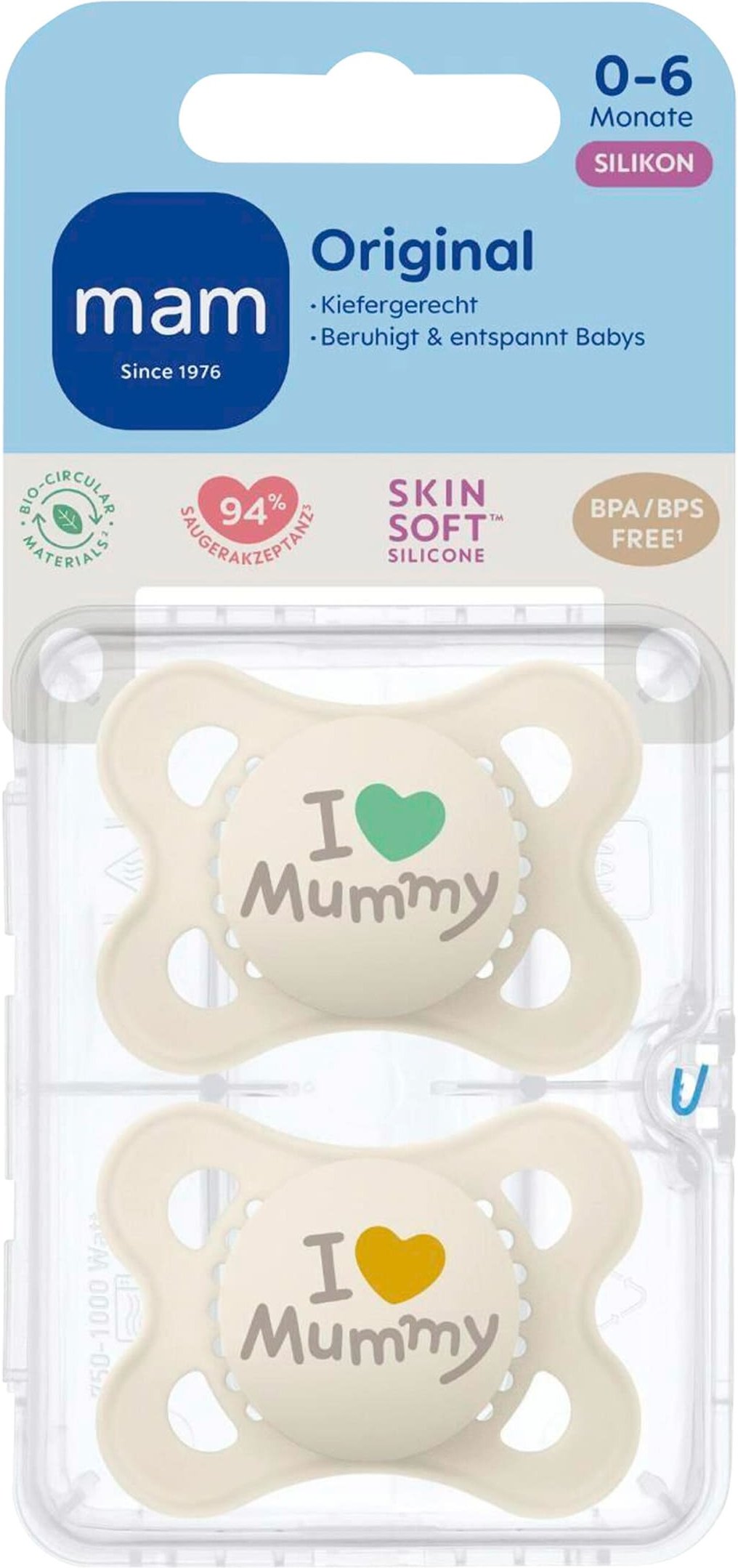 Mam 2er-Pack Schnuller Original Silikon, 0-6M