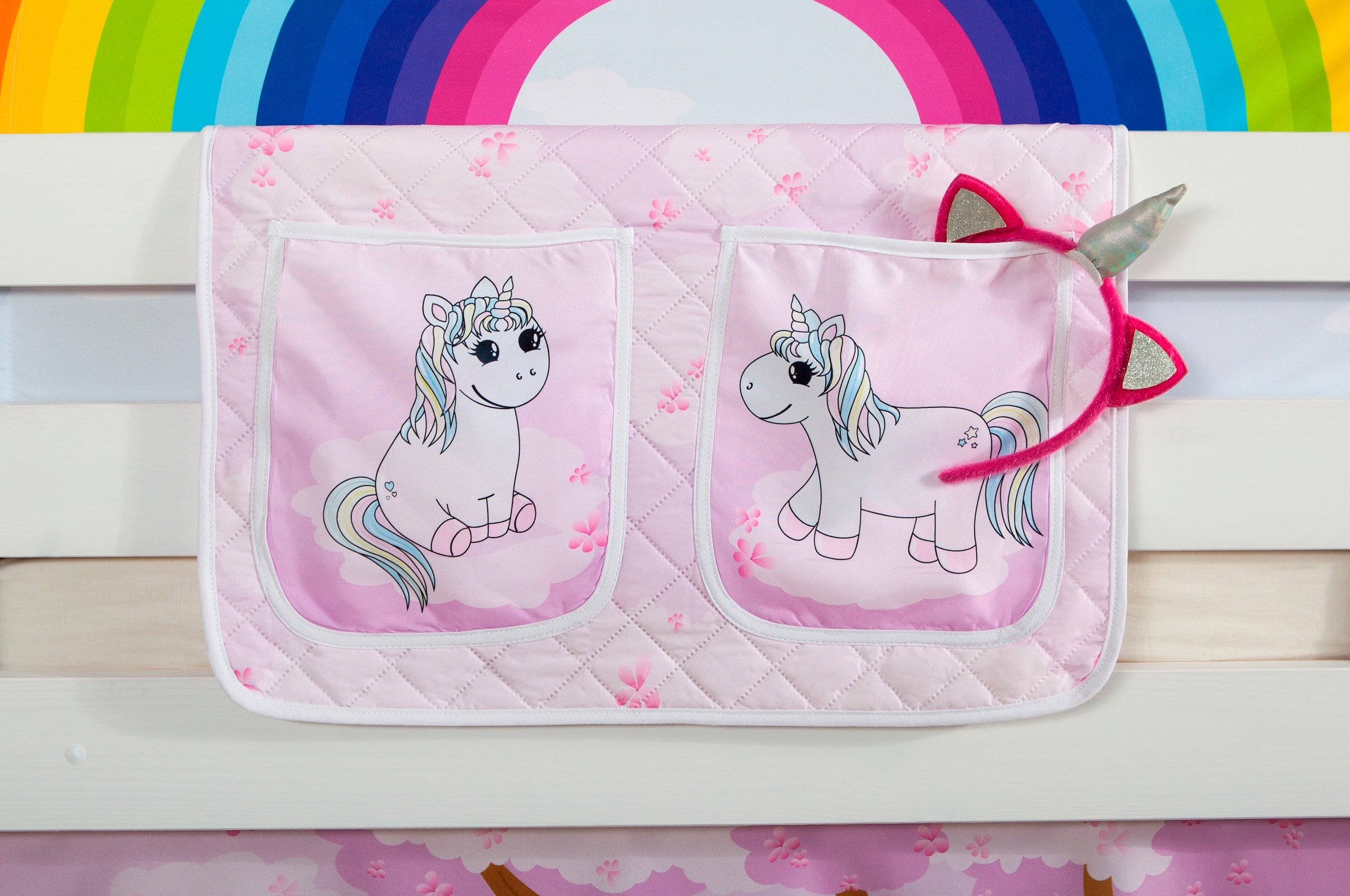 Ticaa Kinder Bett-Tasche "Einhorn Rainbow" für Hoch- und Etagenbetten