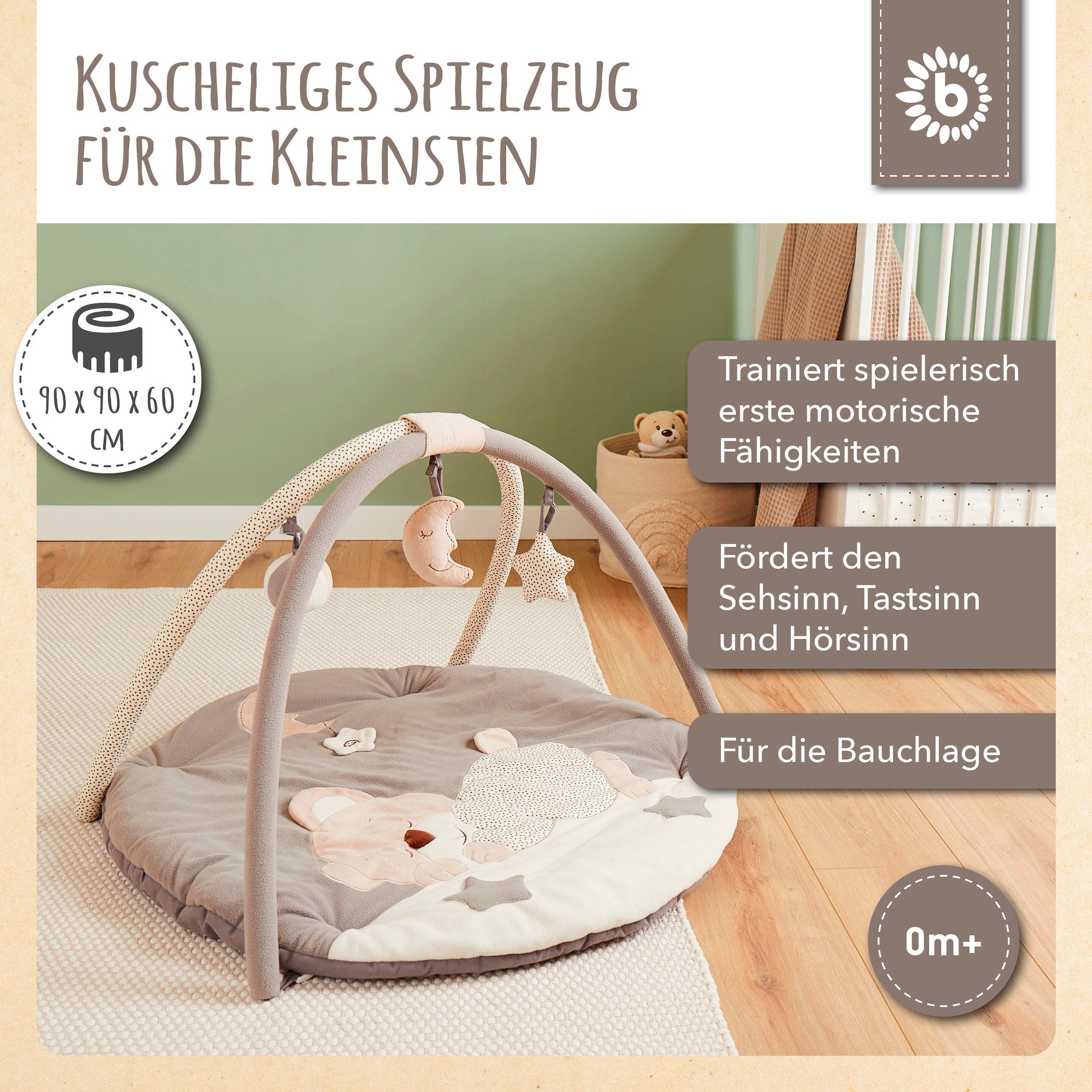 Bieco Krabbeldecke mit Spielbogen Plüsch - ab Geburt