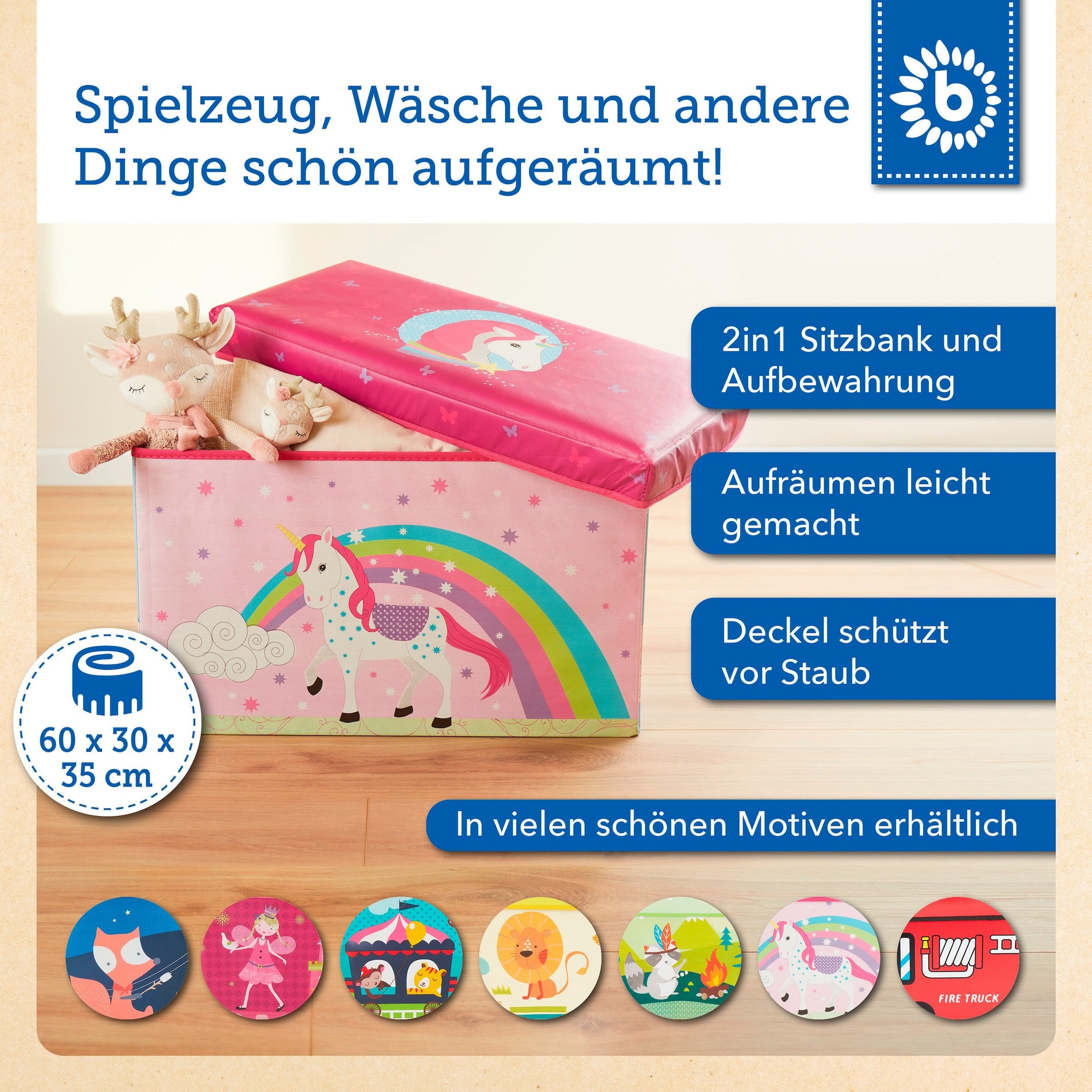 Bieco Aufbewahrungsbox mit Deckel Einhorn