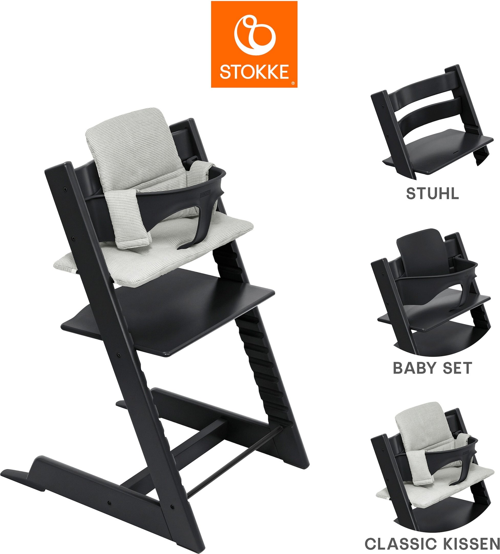 Stokke® Tripp Trapp® Bundle Treppenhochstuhl inkl. Babyset und Kissen