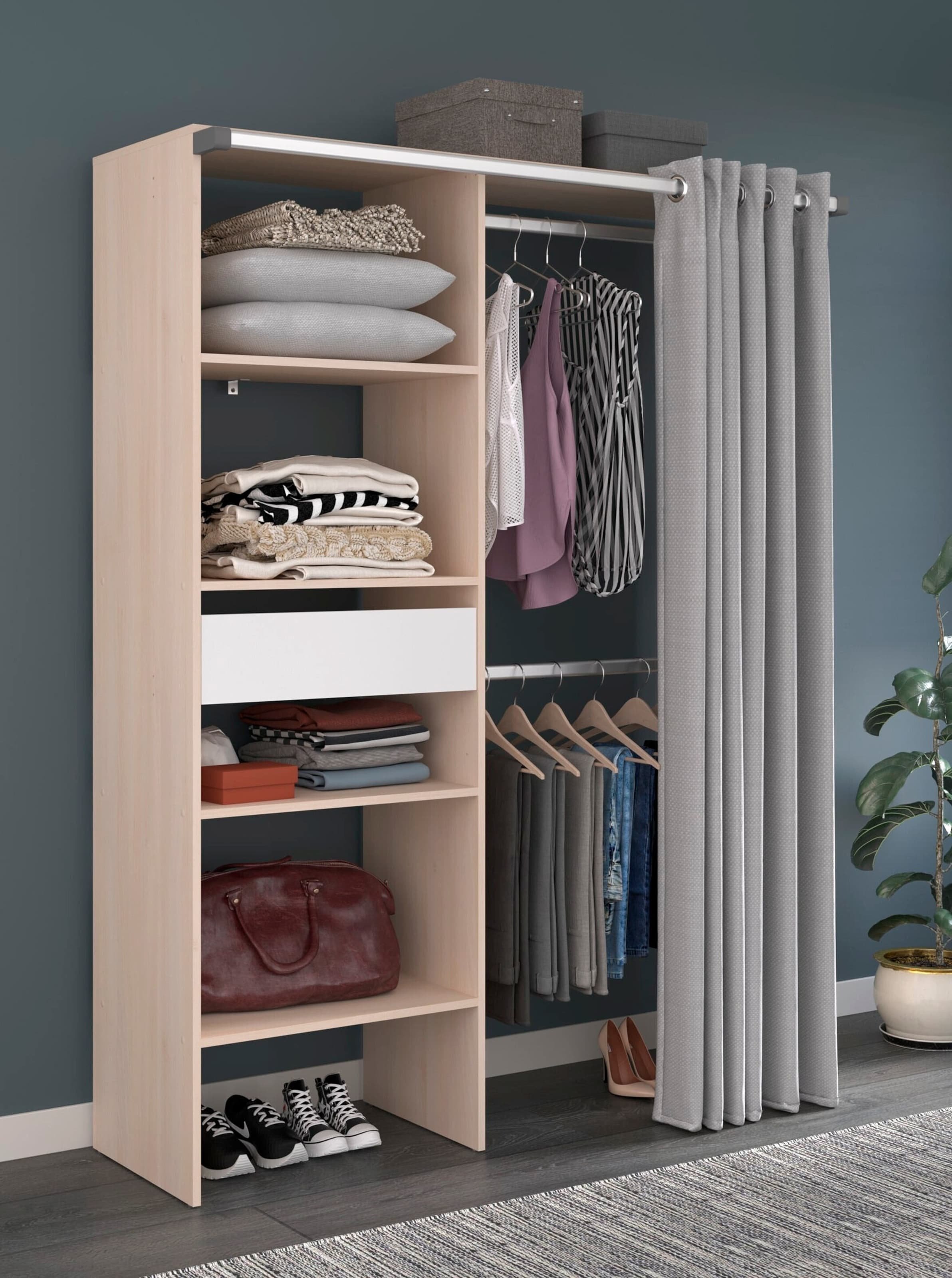 Parisot Kleiderschrank mit Vorhang "Bari 2" Akazie