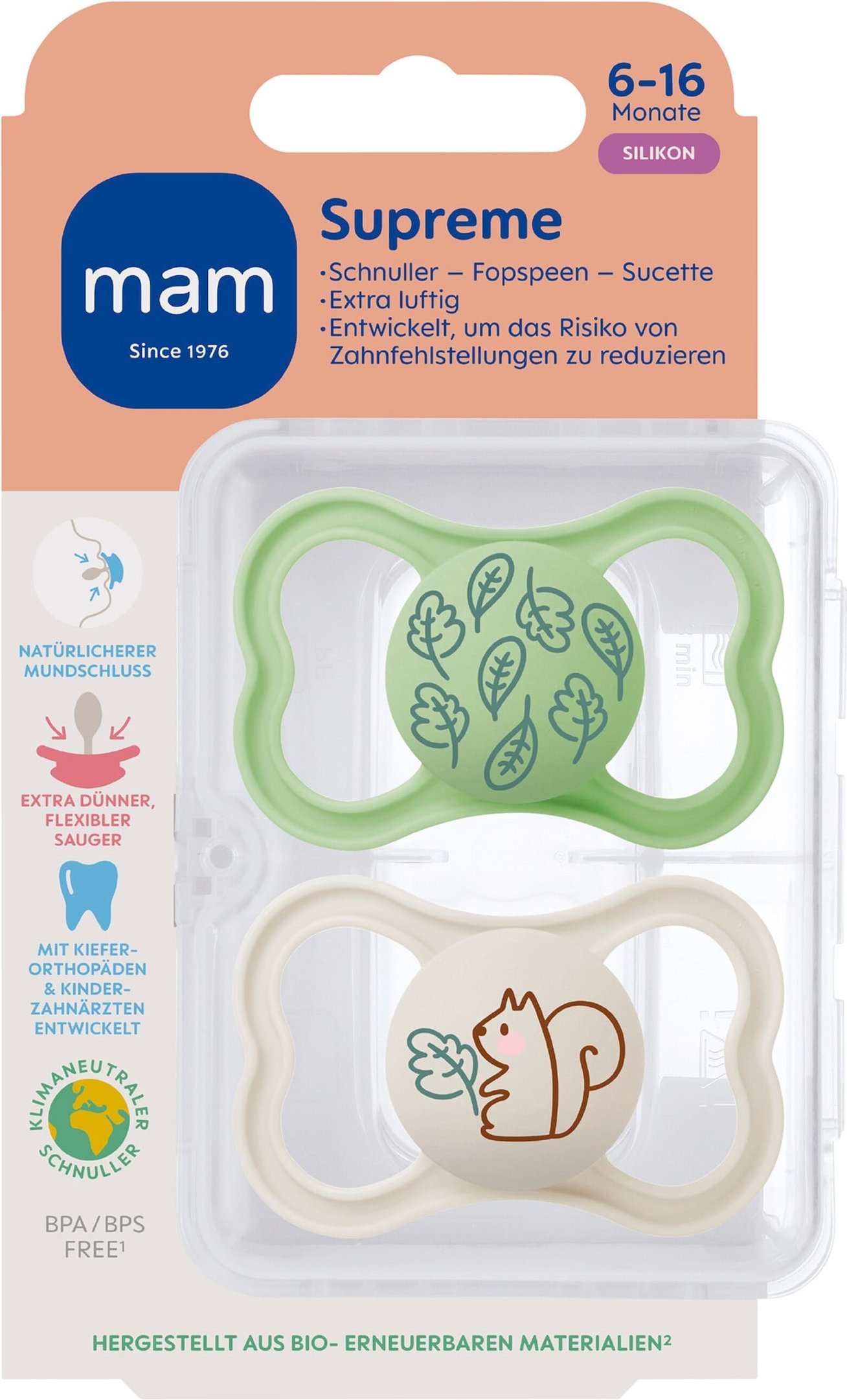 Mam 2er-Pack Schnuller Supreme Silikon, 6-16M