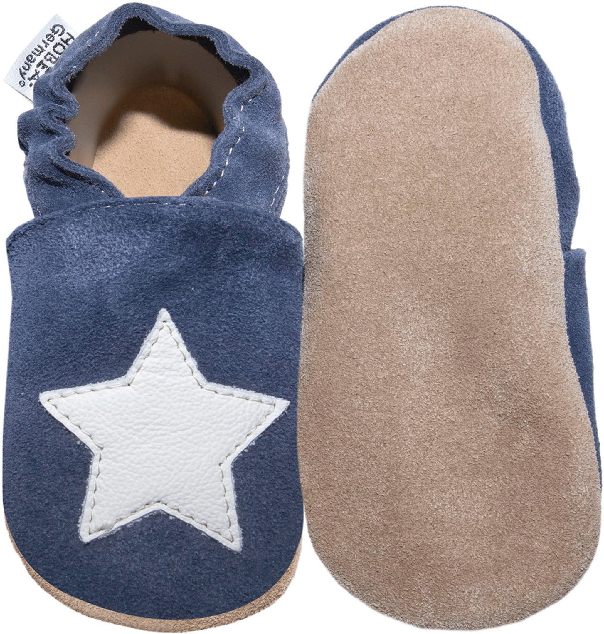 Hobea-Germany Krabbelschuhe blau mit weißem Stern