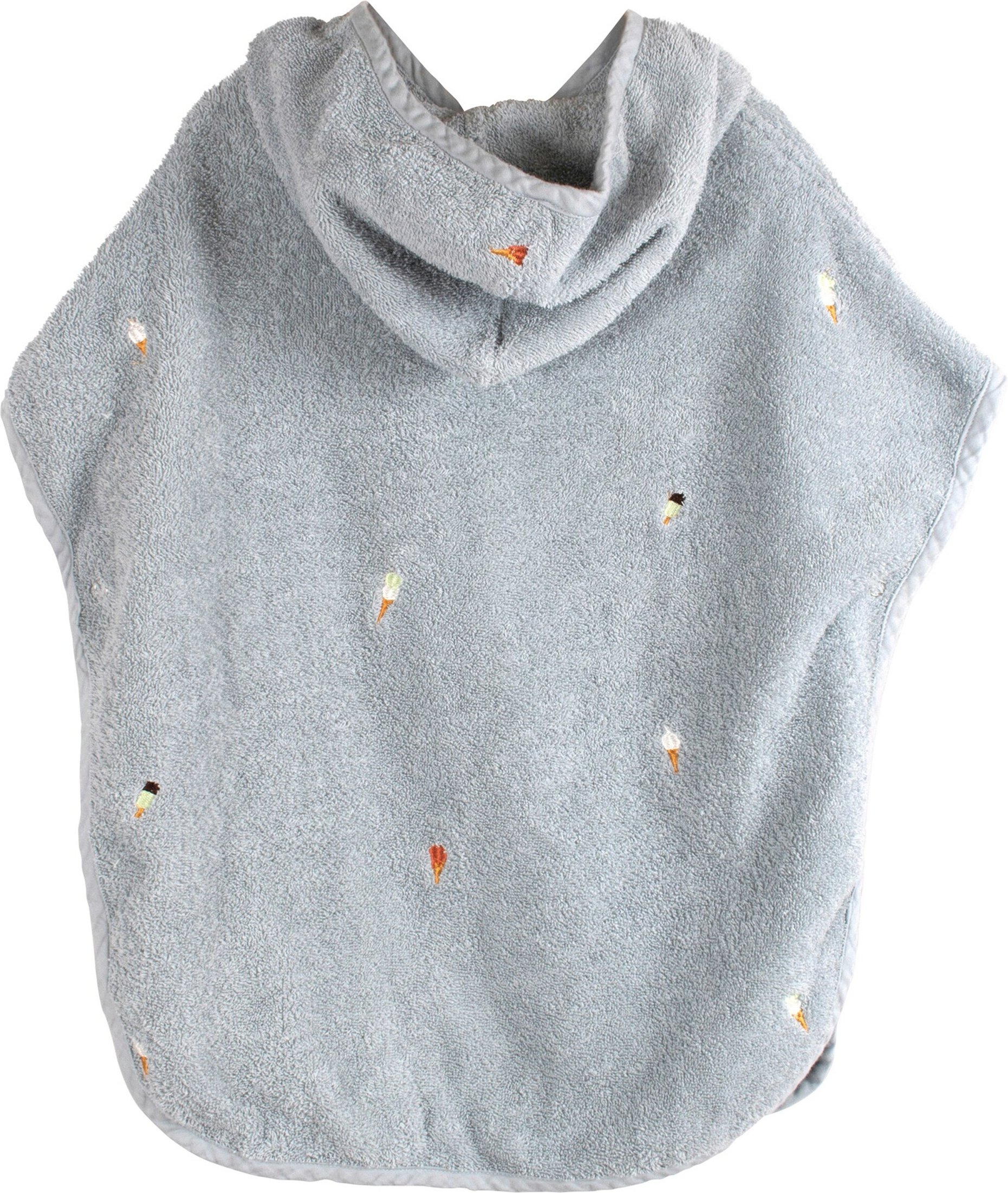 Filibabba Badeponcho mit Stickmuster GOTS - Pearl Blue
