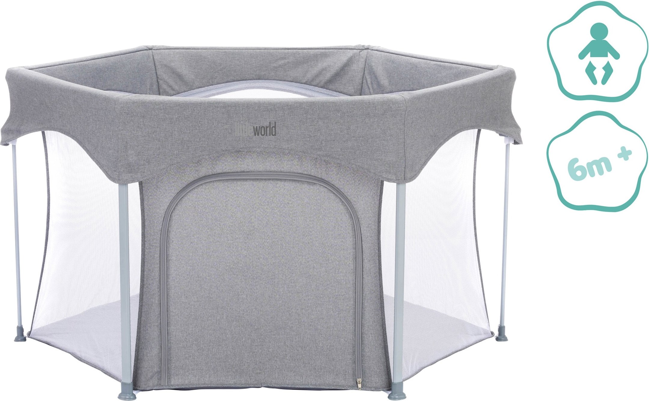 Littleworld Laufgitter Luxus 6-eckig mit einfacher Klappfunktion