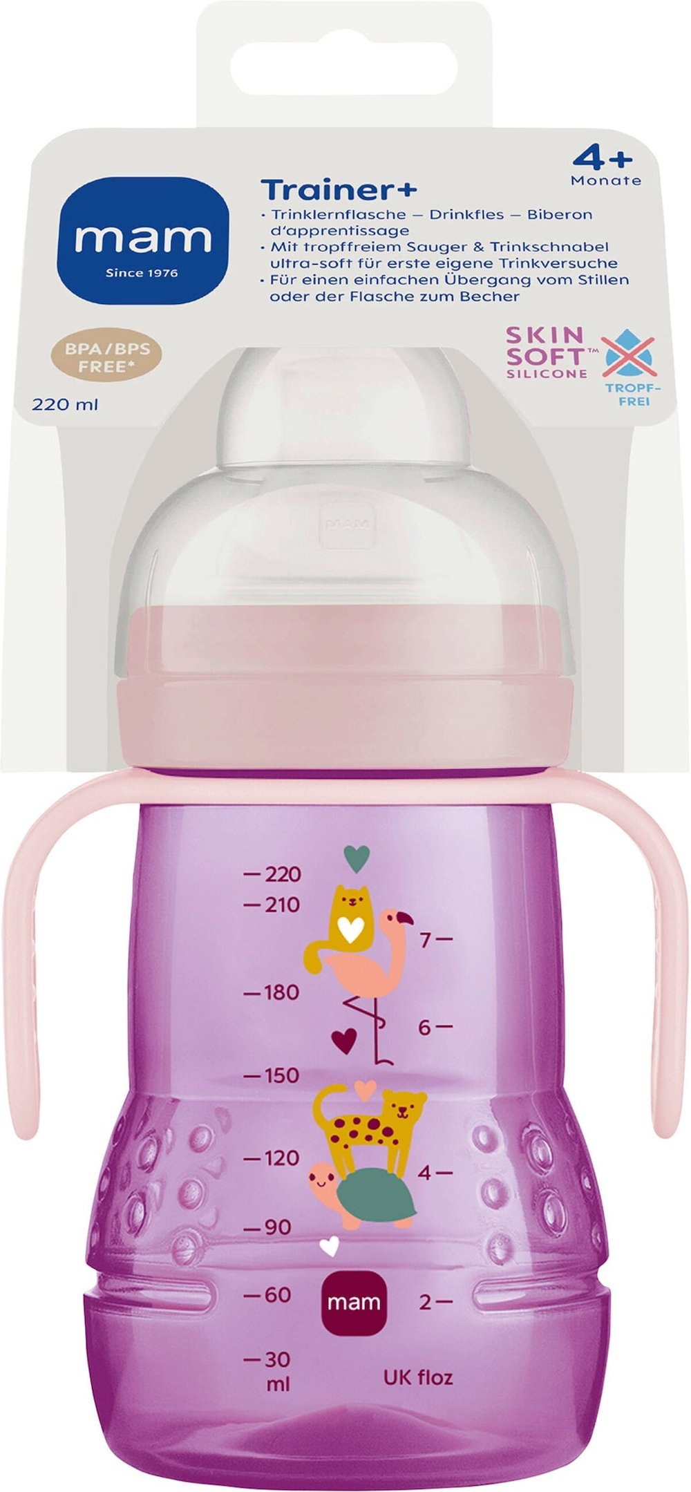 Mam Trinklernflasche mit Griffen Trainer+, 220ml, ab 4M