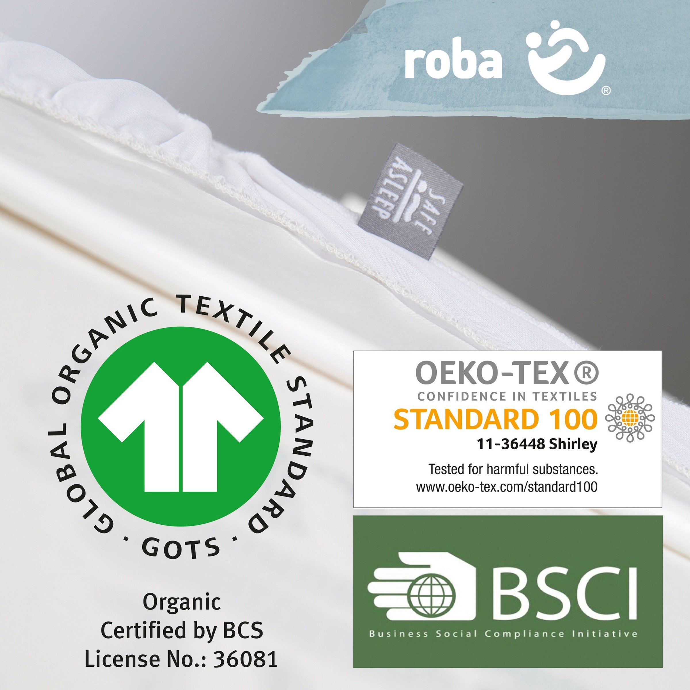 Thumbnail - Roba Spannbettlaken mit Feuchtigkeitsschutz, 45x90 cm safe asleep®