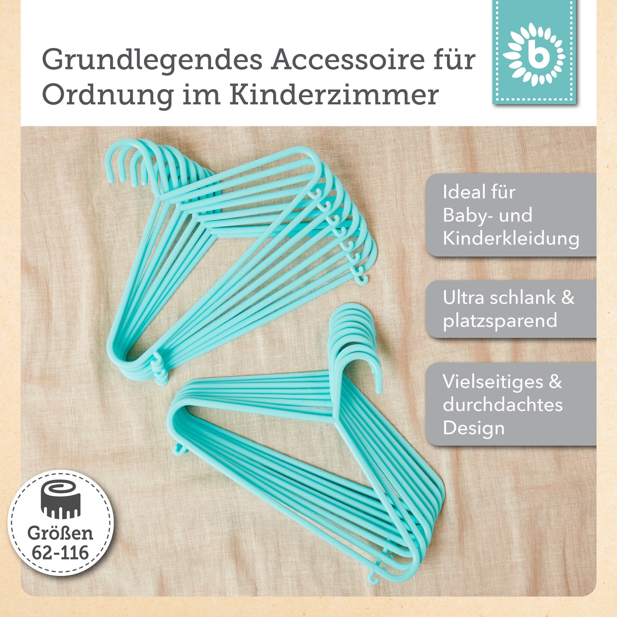 Bieco Kleiderbügel Kinder 16 St. Türkis