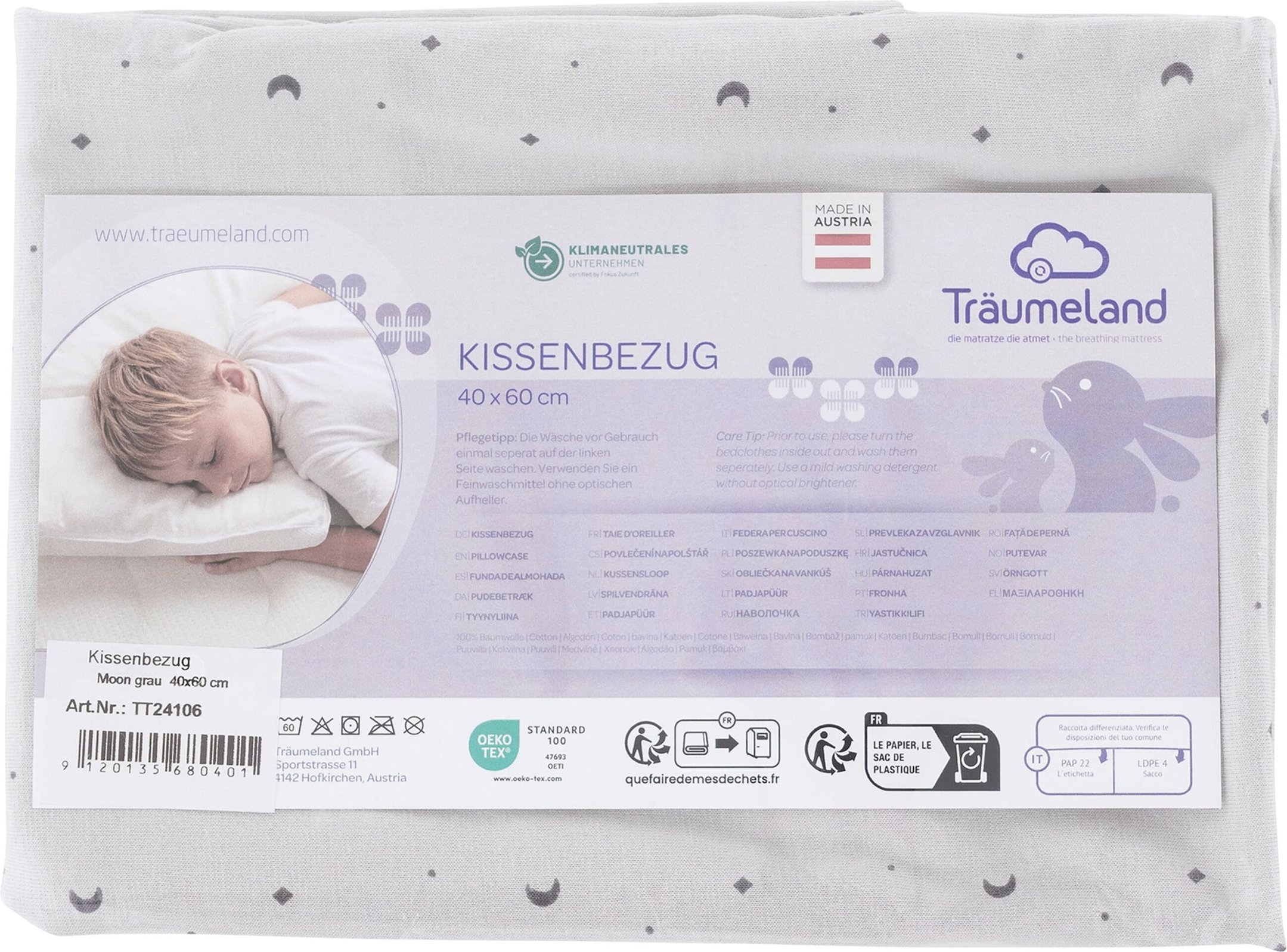 Träumeland Kissenbezug für Wolke Babykopfkissen 40 x 60 cm