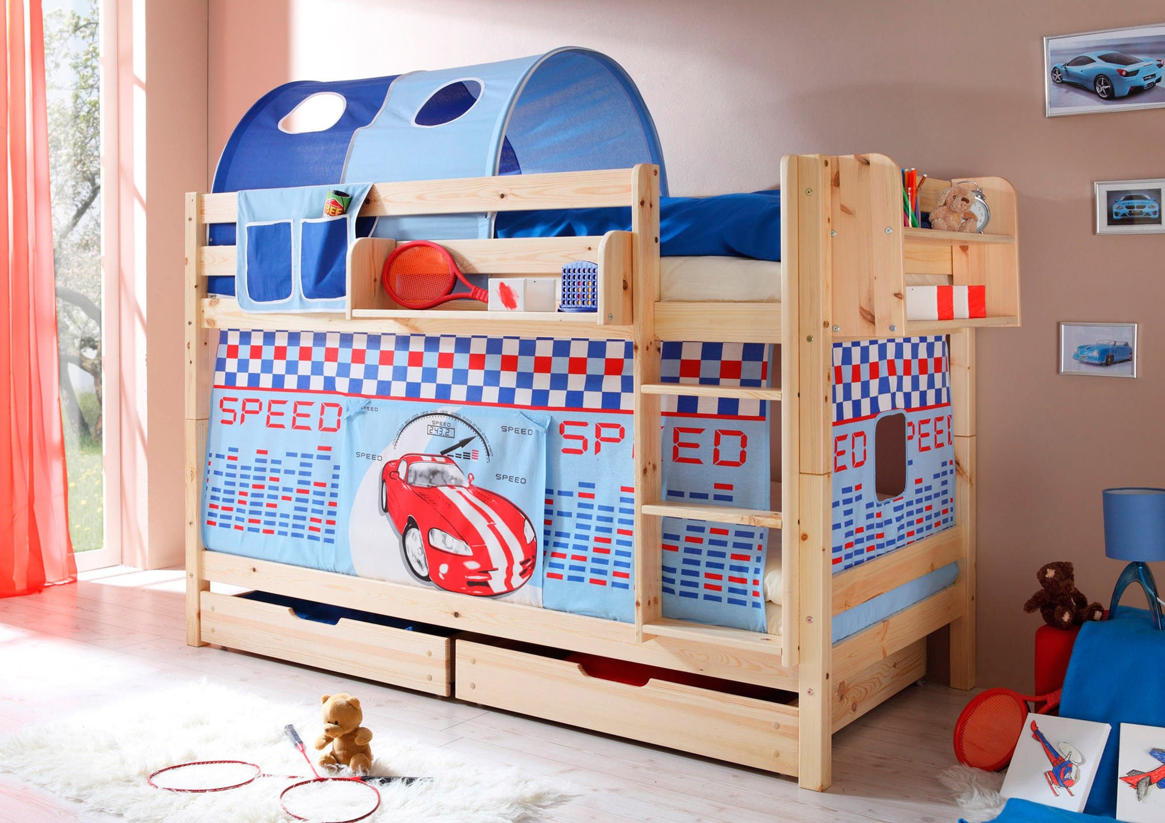 Ticaa Etagenbett "Marcel" Kiefer Natur Motiv