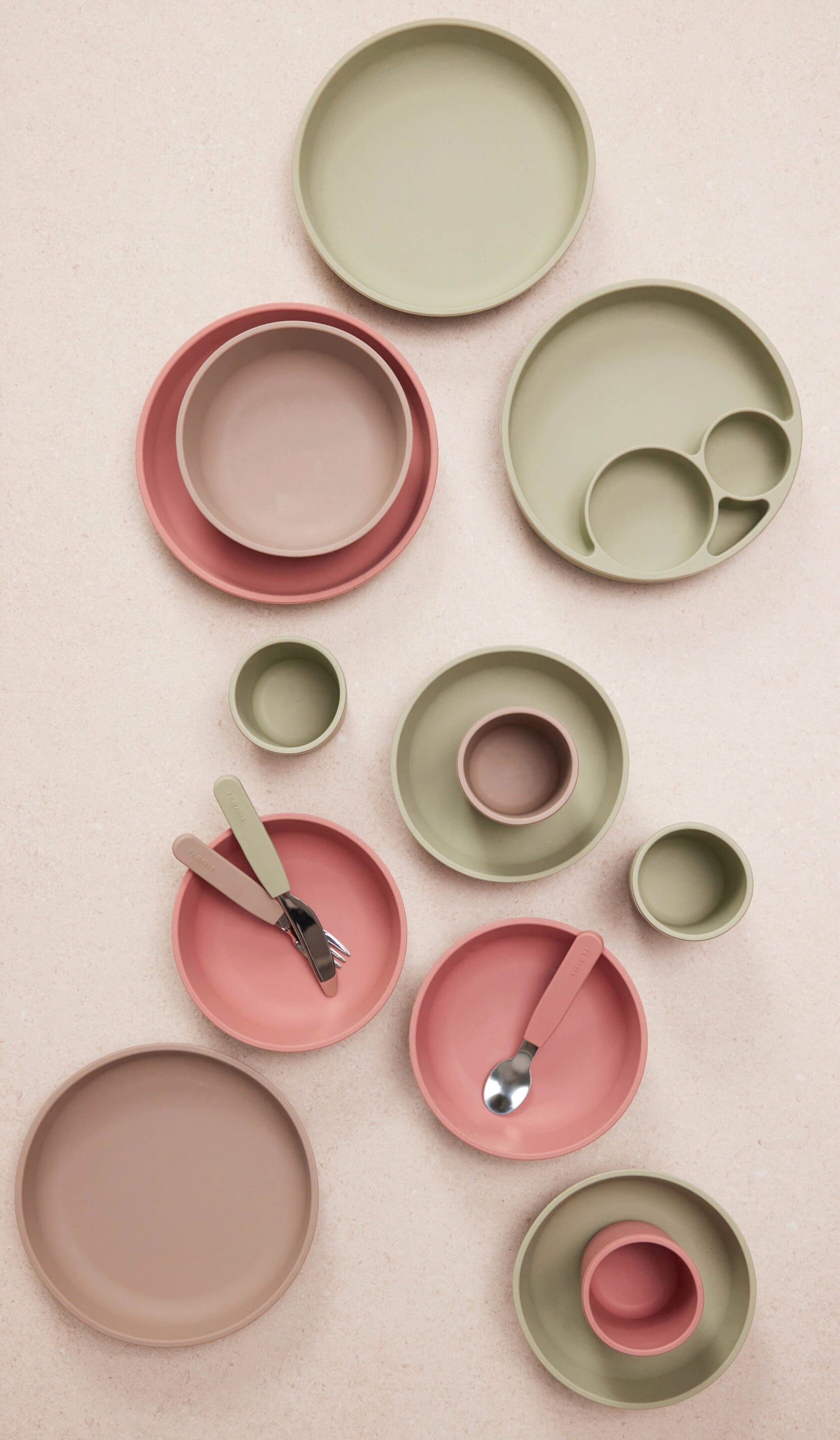 Filibabba Silikongeschirrset - Warm Grey