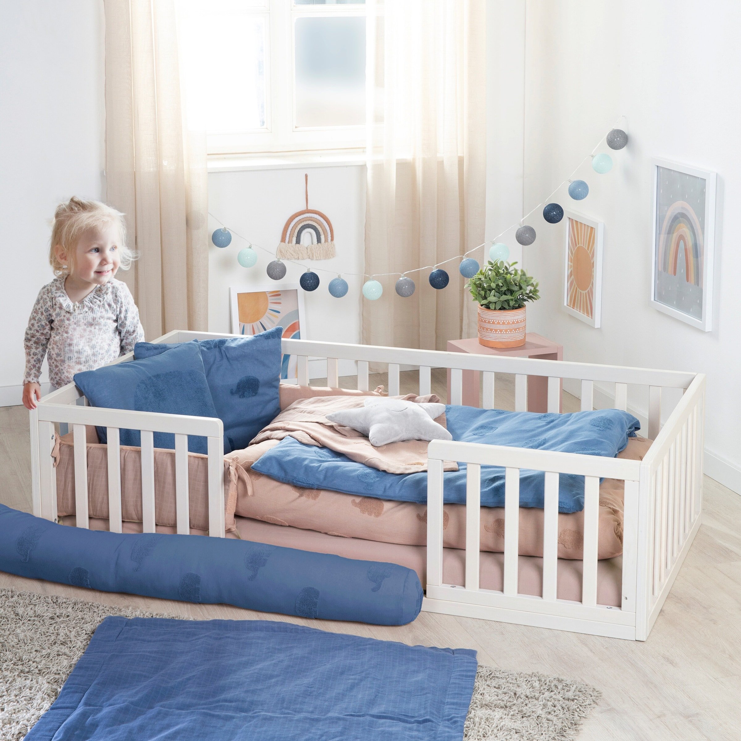 Roba Nestchen passend für Babybetten 60x120cm oder 70x140 cm Lil Elephant moonlight