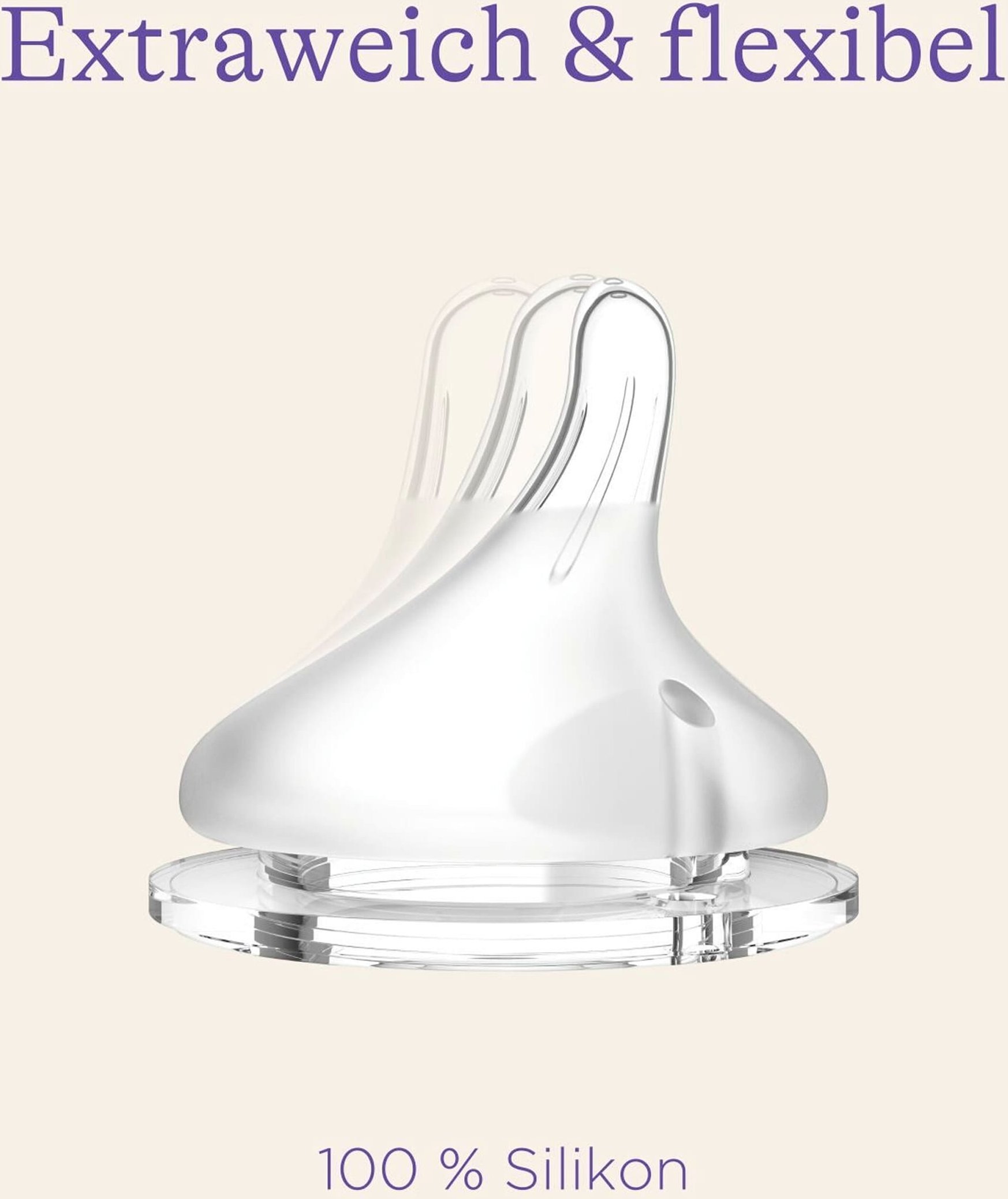 Lansinoh 2er-Pack Babyflaschen mit NaturalWave Sauger, Weithals, 240 ml, Gr.M