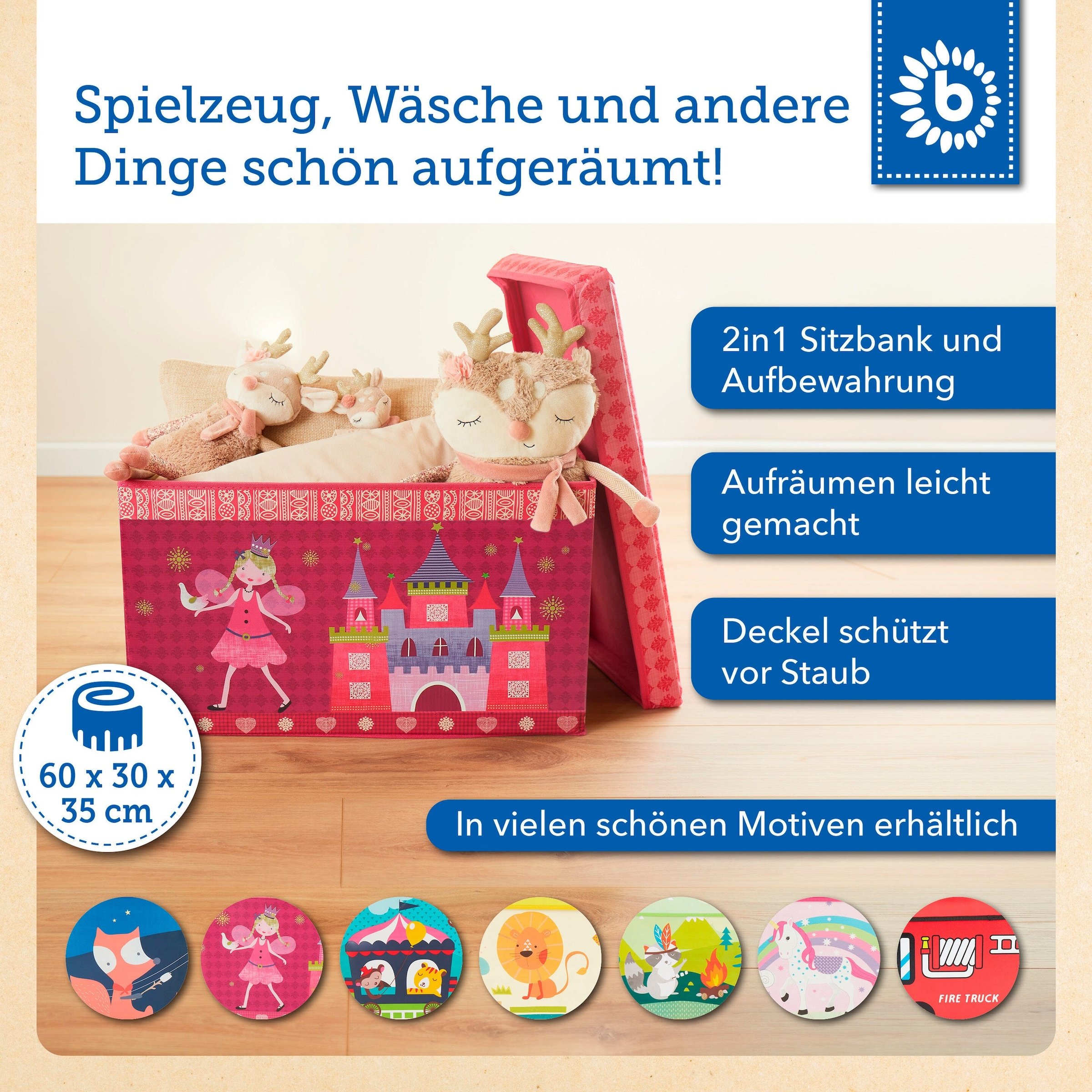 Bieco Aufbewahrungsbox mit Deckel Kinder Prinzessin