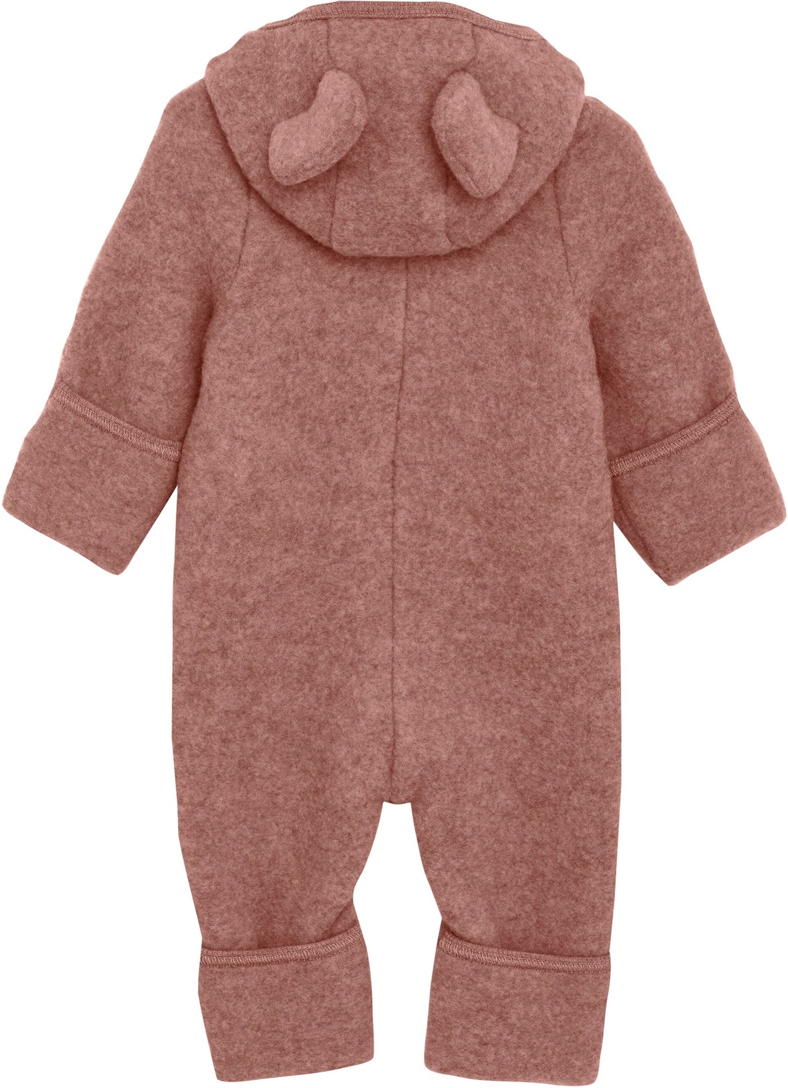 Huttelihut Wollfleece-Overall mit Klappbündchen und Kapuze mit Ohren Merinowolle