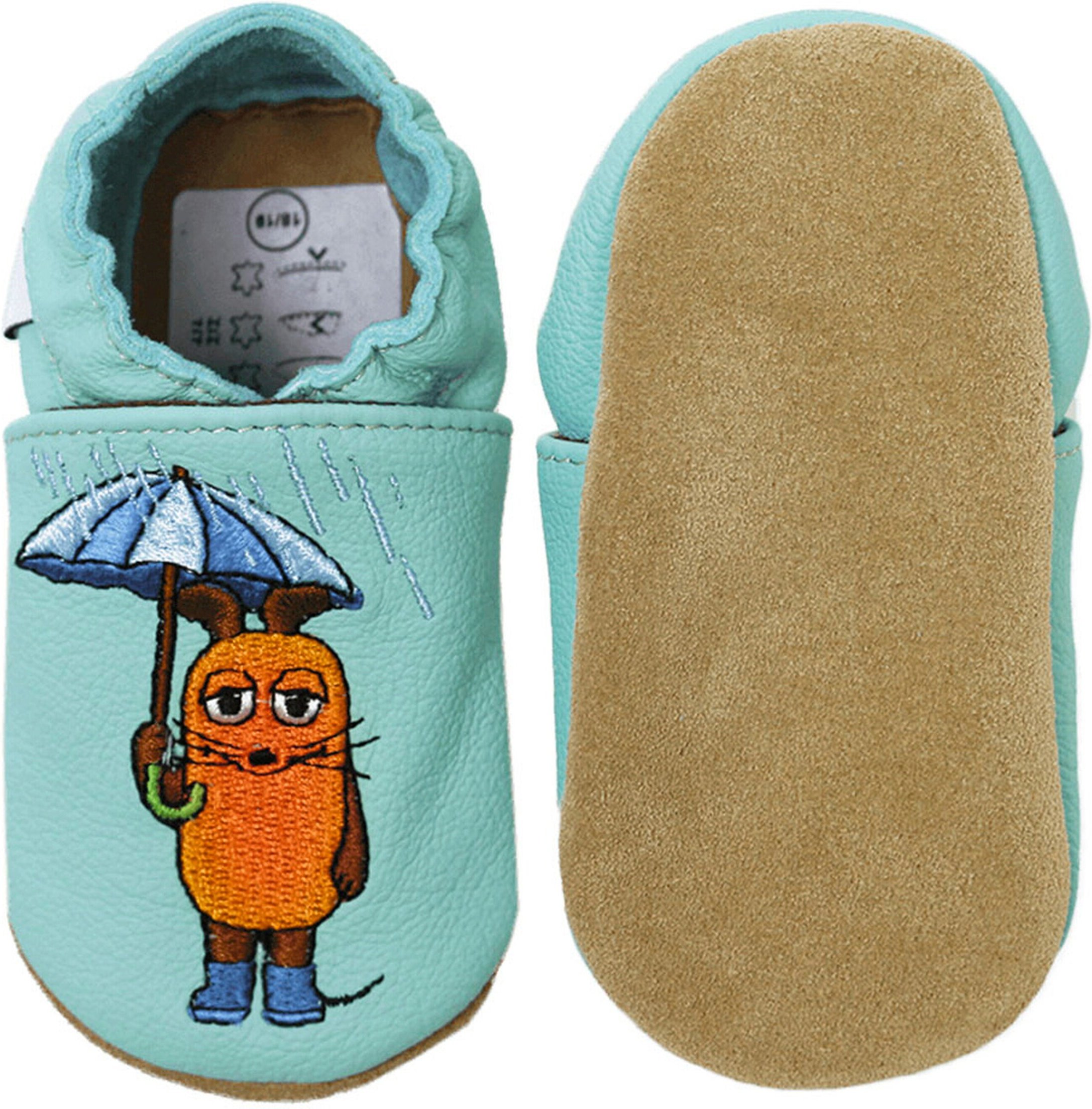 Hobea-Germany Krabbelschuhe Maus mit Elefant Regen mint