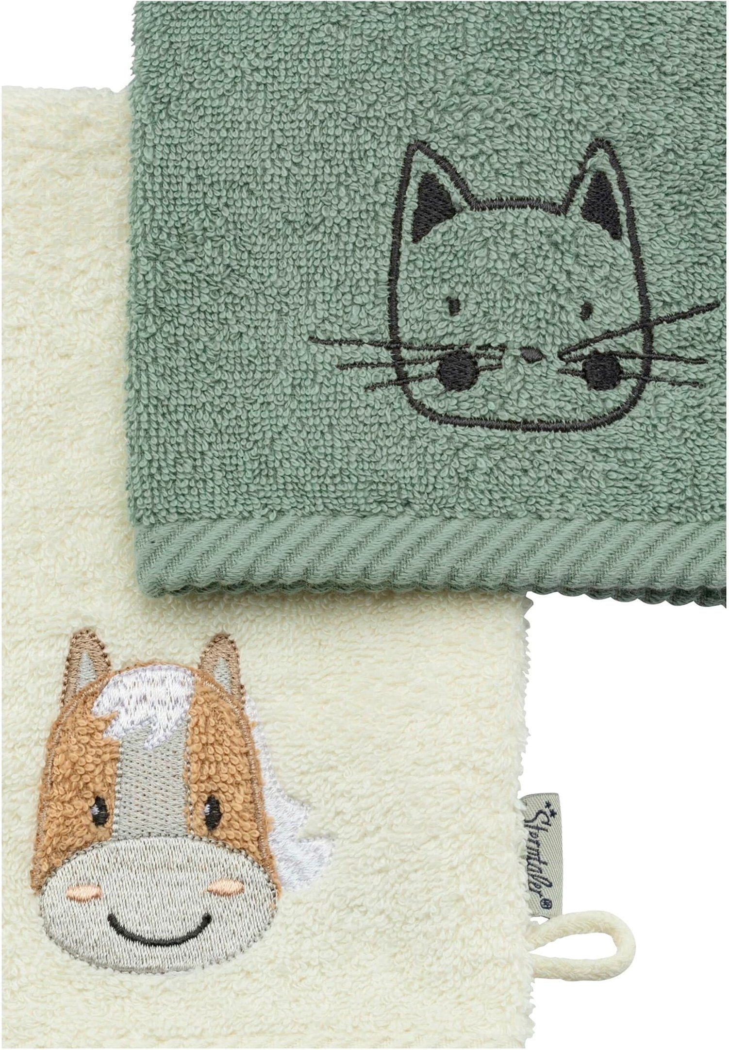 Sterntaler 2er-Pack Waschlappen beige | grau