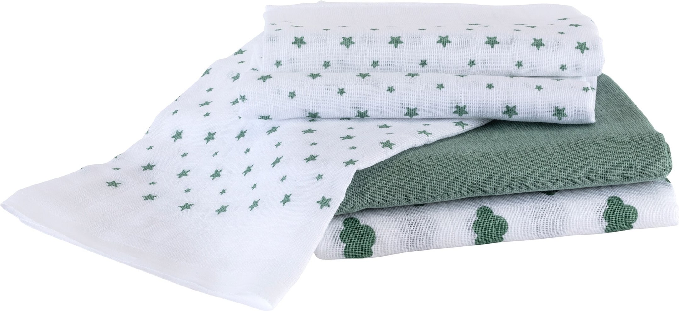 Bornino Lieblinge 3er-Pack Mullwindeln Wolken und Sterne 80x80 cm