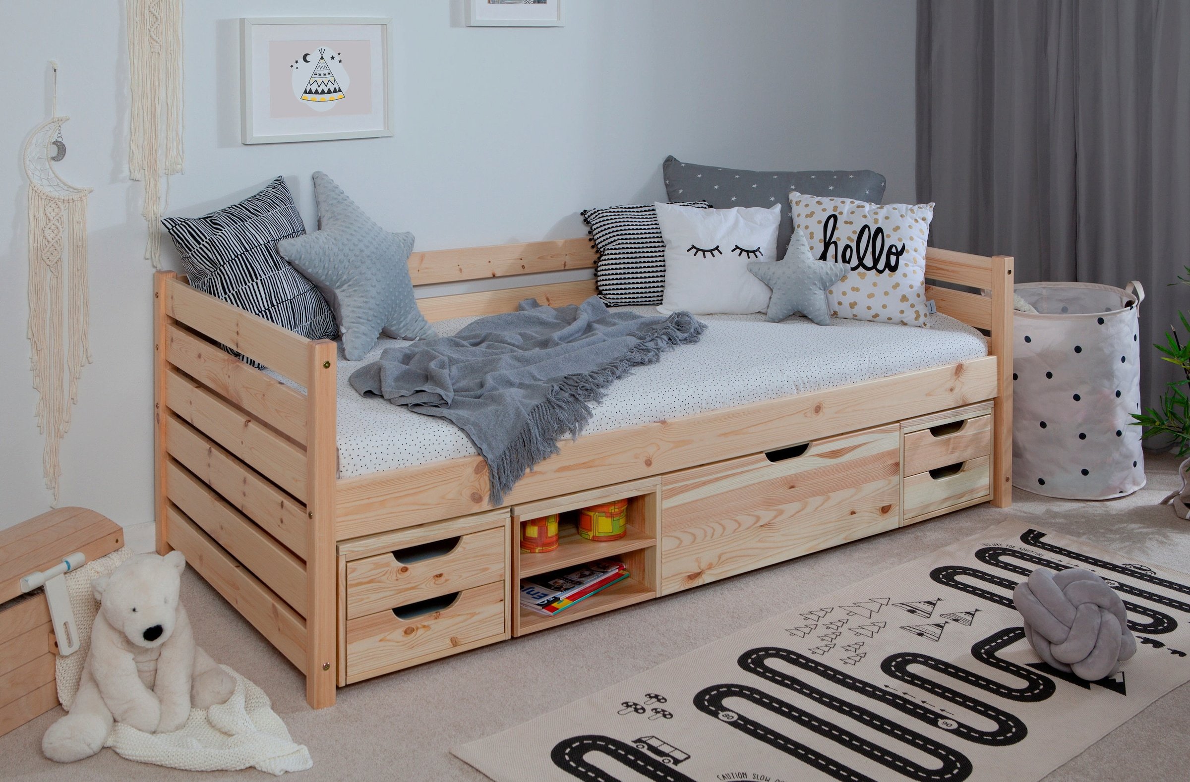 Thumbnail - Ticaa Sofabett Naomi inkl. Funktionsschubkästen, 90x200