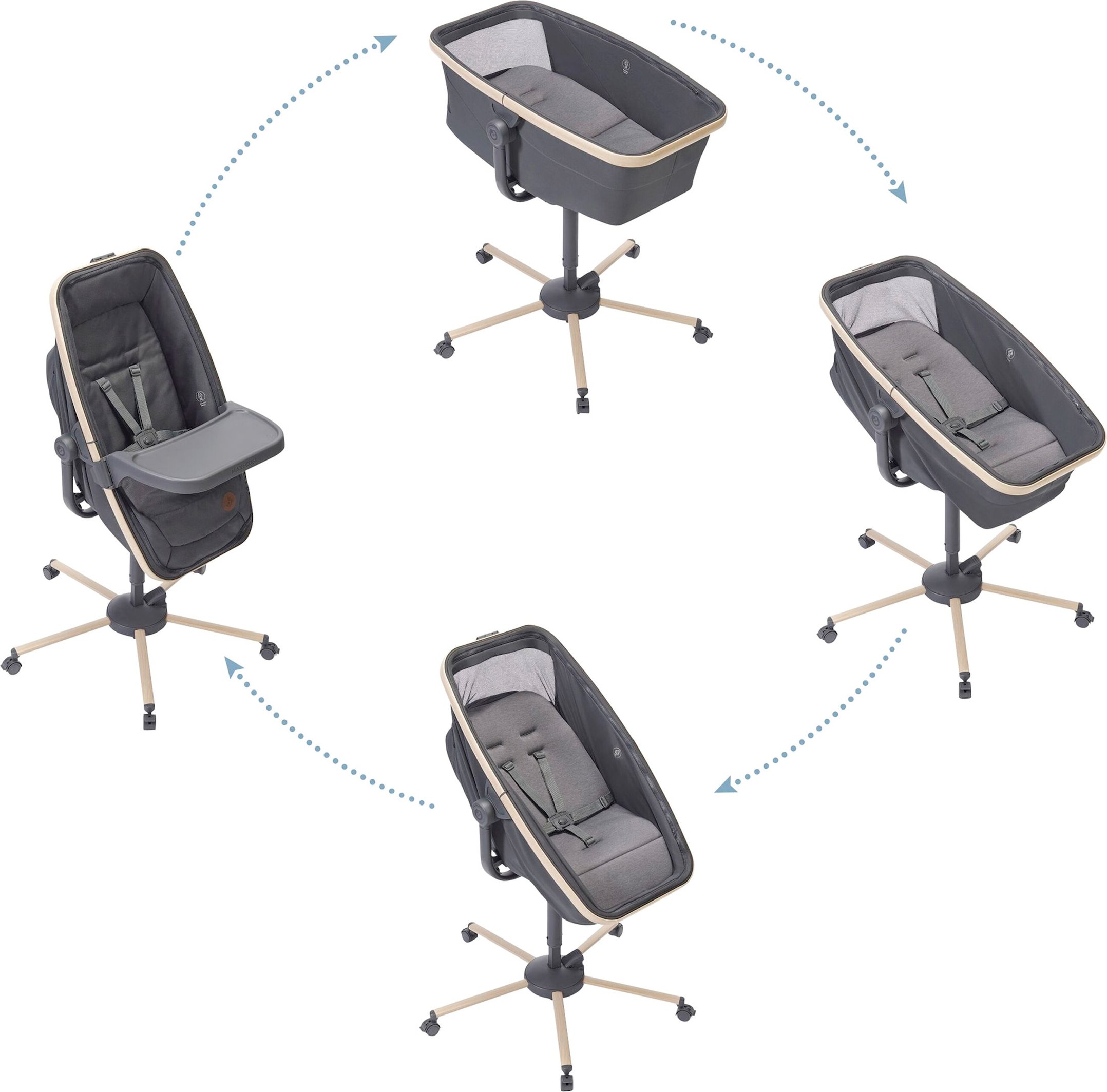 Maxi-Cosi Stubenwagen, Hochstuhl und Liegesessel Alba