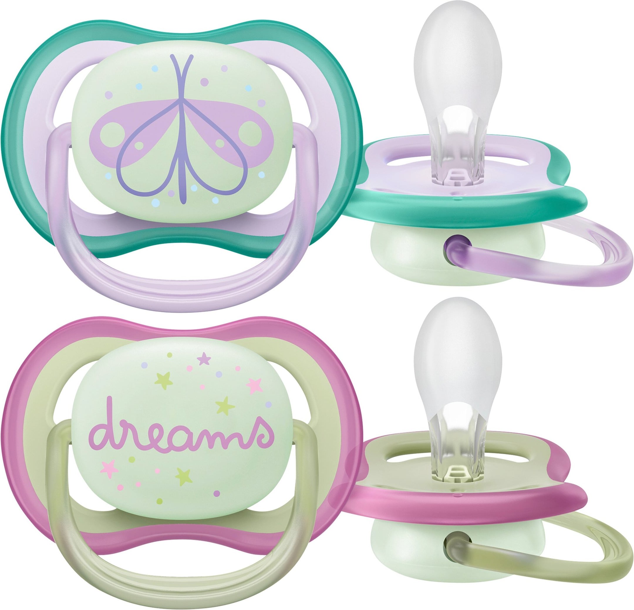 Philips Avent 2er-Pack Schnuller ultra air night, 0-6M