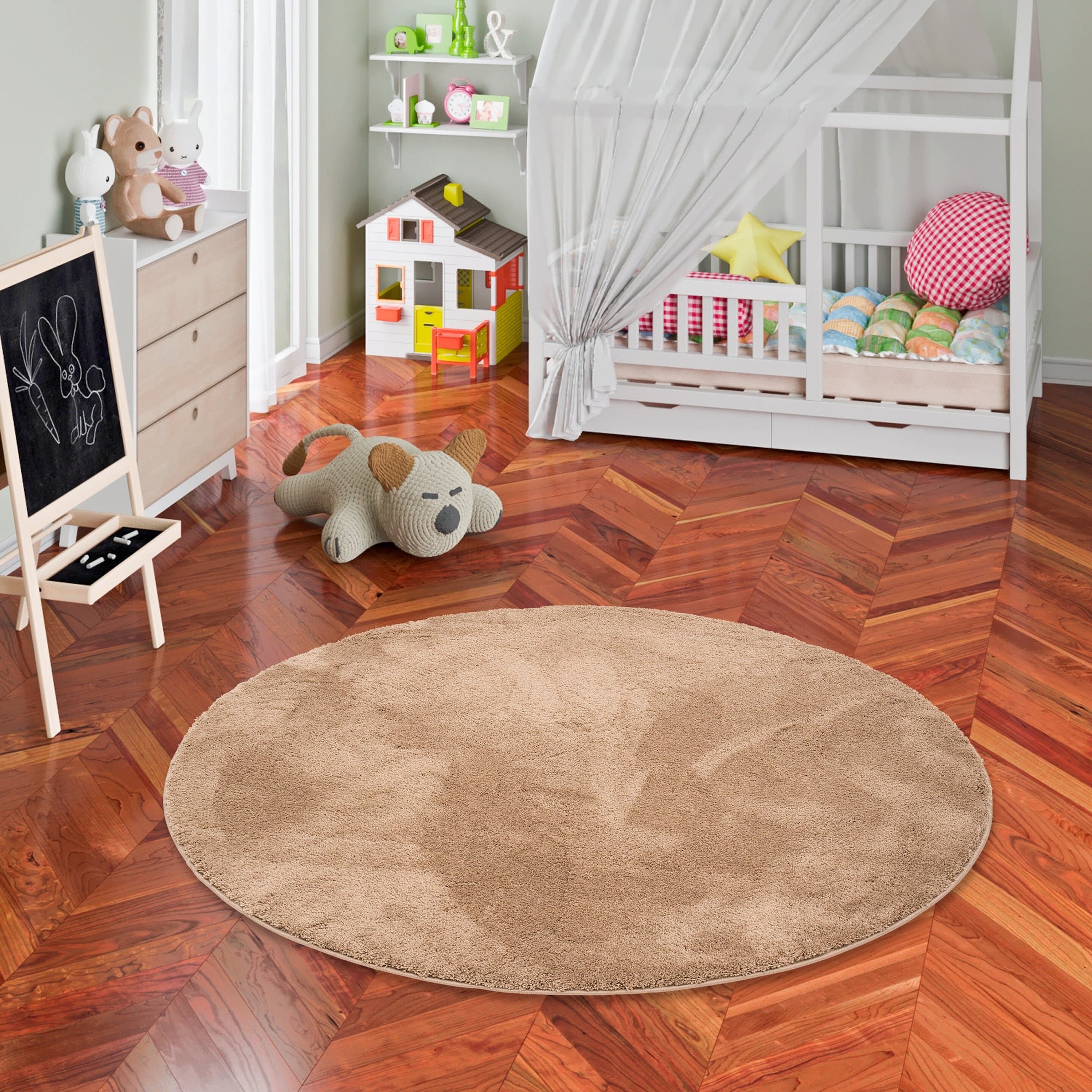 Pergamon Super Soft Kinder Hochflor Teppich Silky Kids Rund