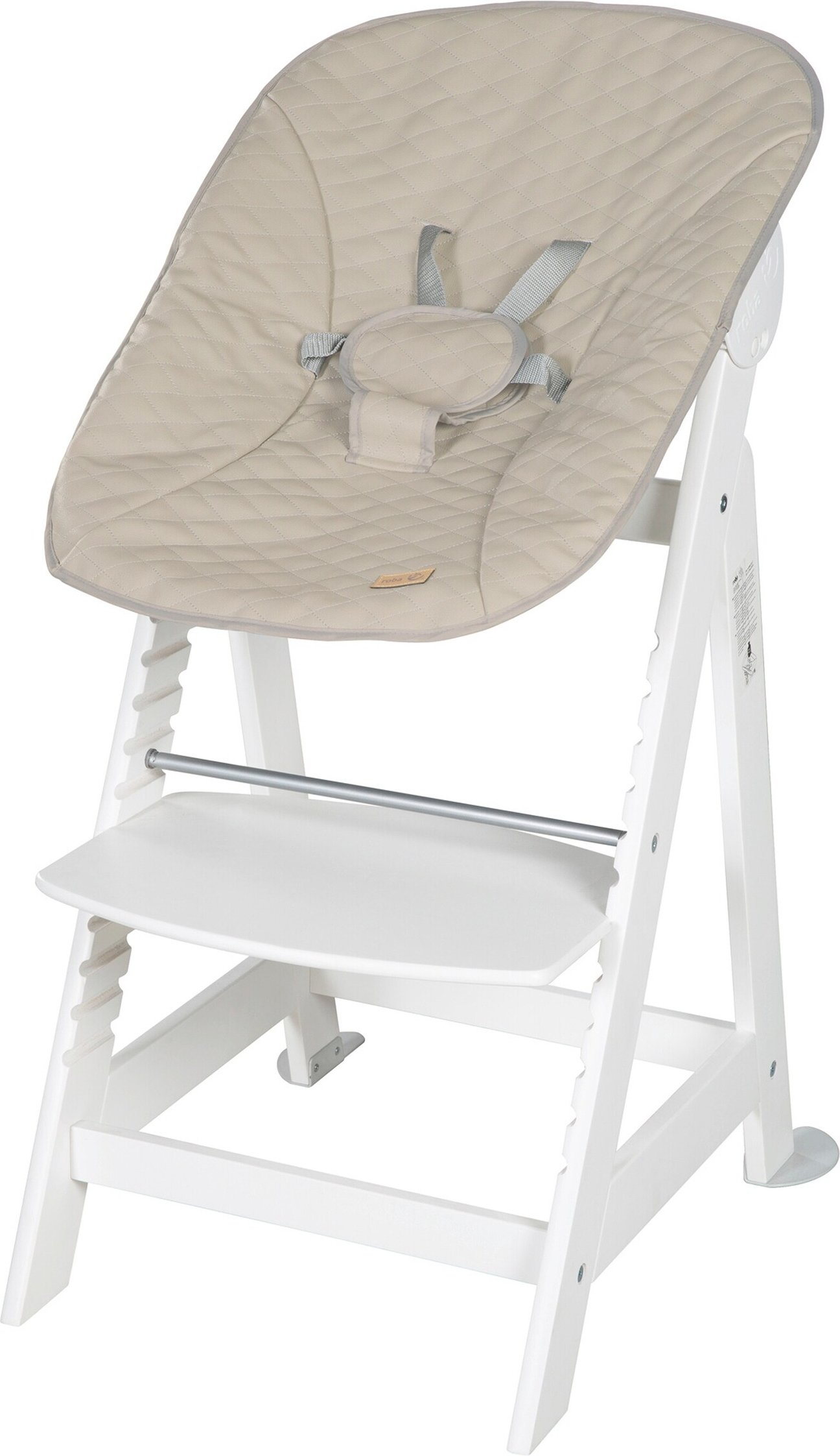Roba Treppenhochstuhl, Set 2in1 Greyish gesteppt Born Up 'Luxe'