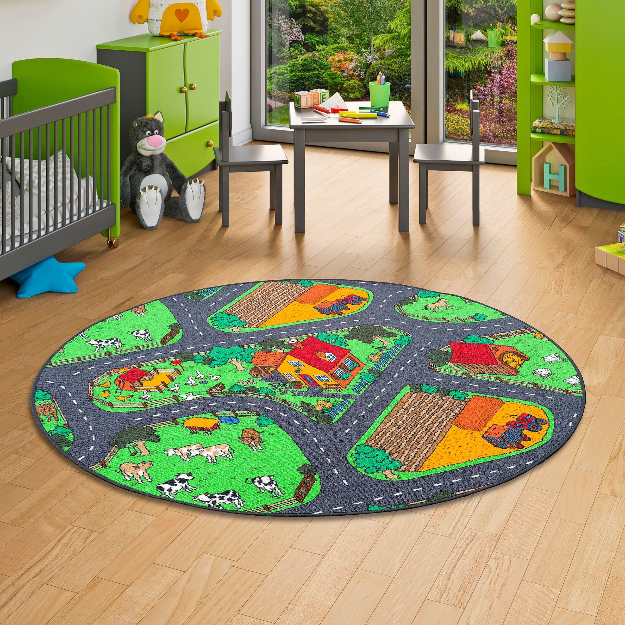 Thumbnail - Snapstyle Kinder Spiel Teppich Bauernhof Rund