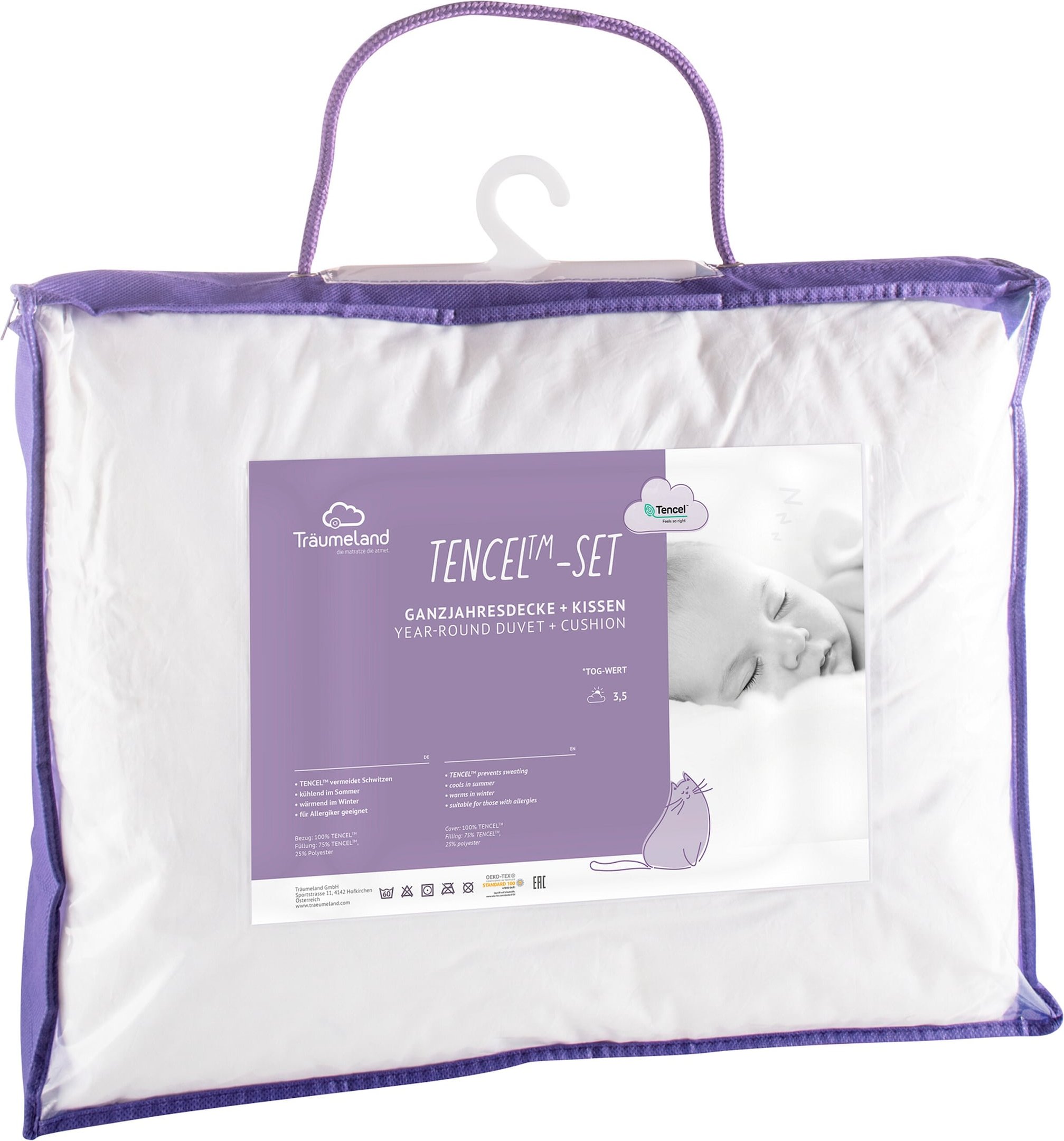 Träumeland 2-tlg. Tencel™-Steppbettset 40x60 / 100x135 cm 3.5 TOG