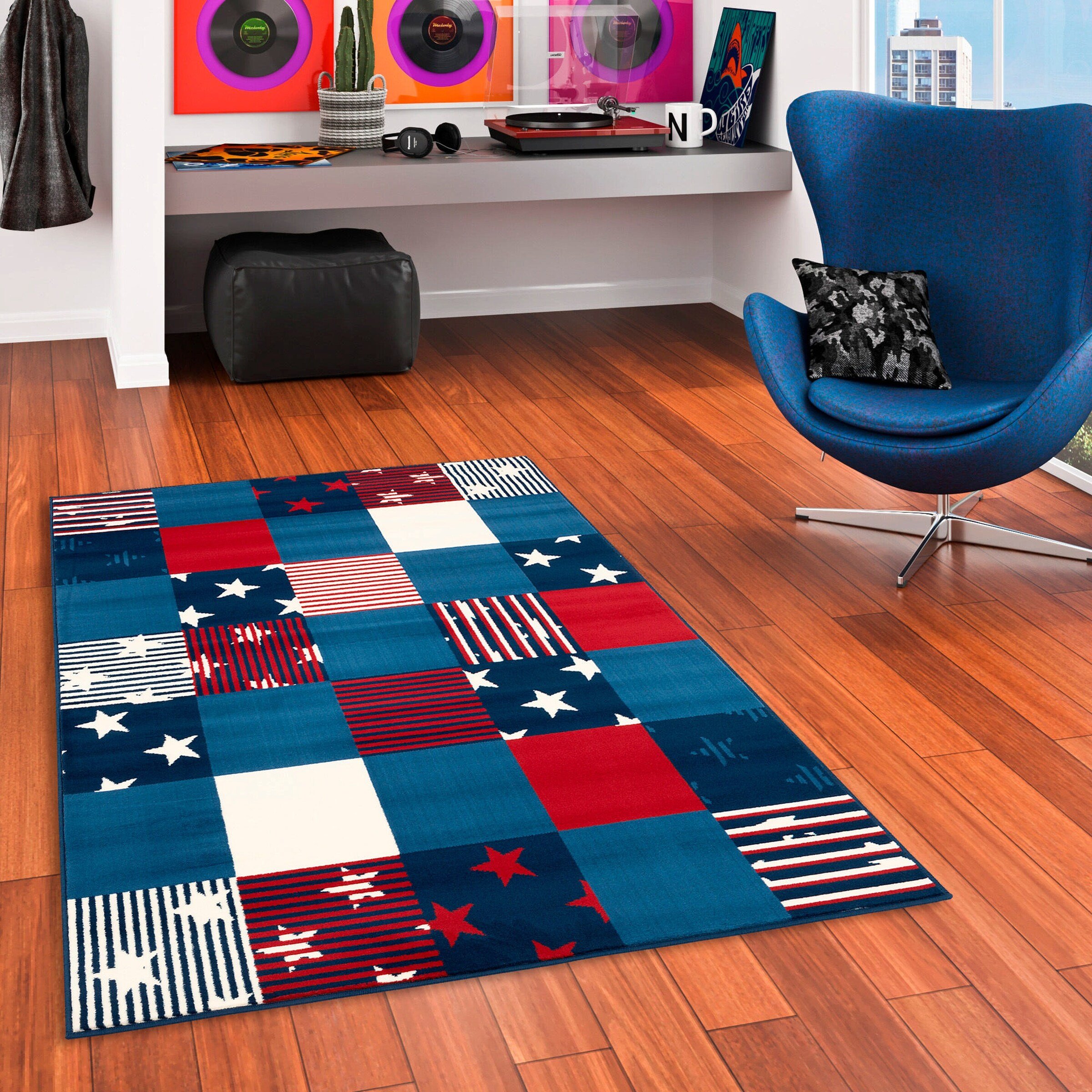 Pergamon Kinder und Jugend Teppich Samba Karo Sterne