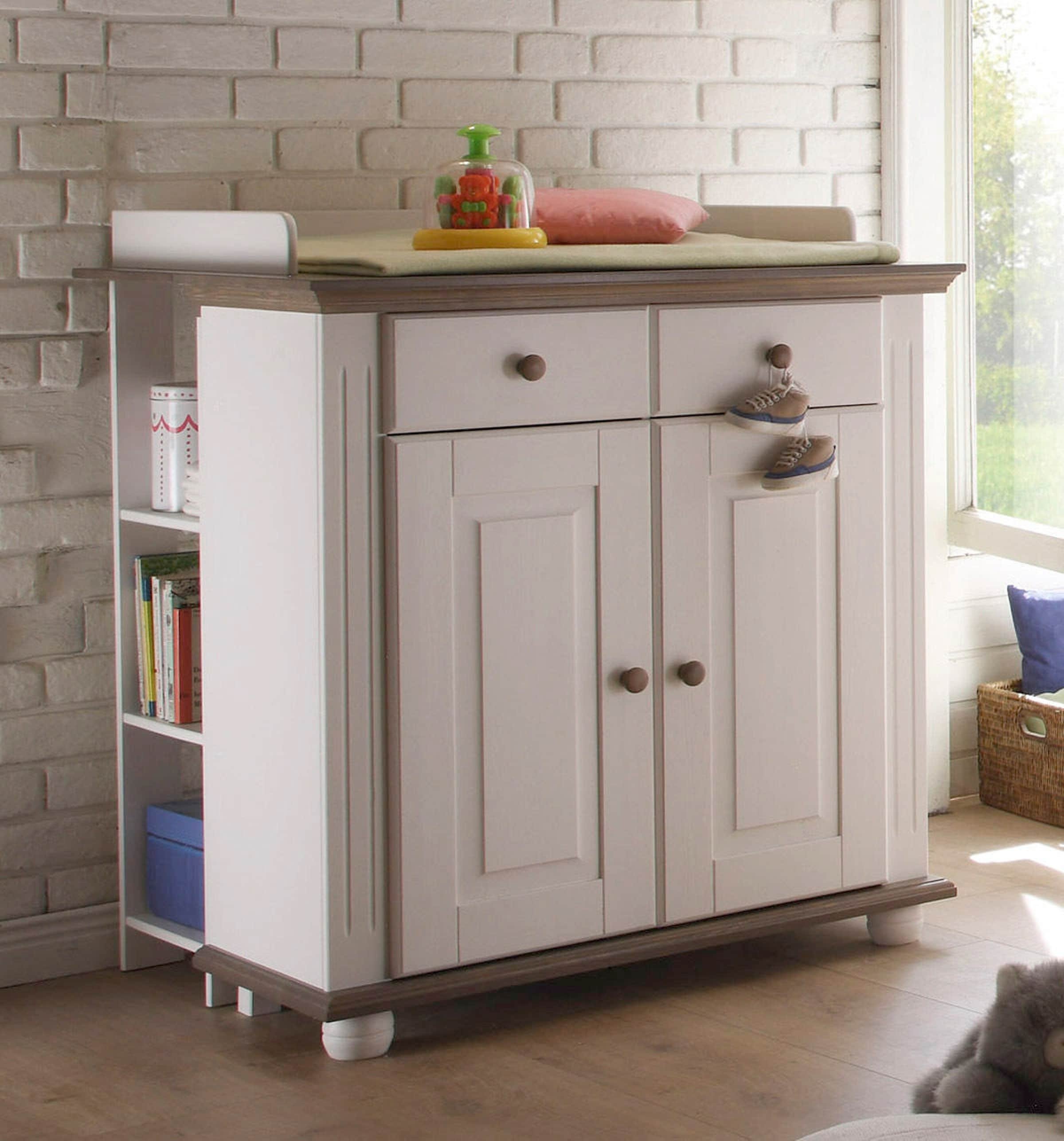 Ticaa Wickelkommode "Laura" Kiefer massiv Lava-Weiß