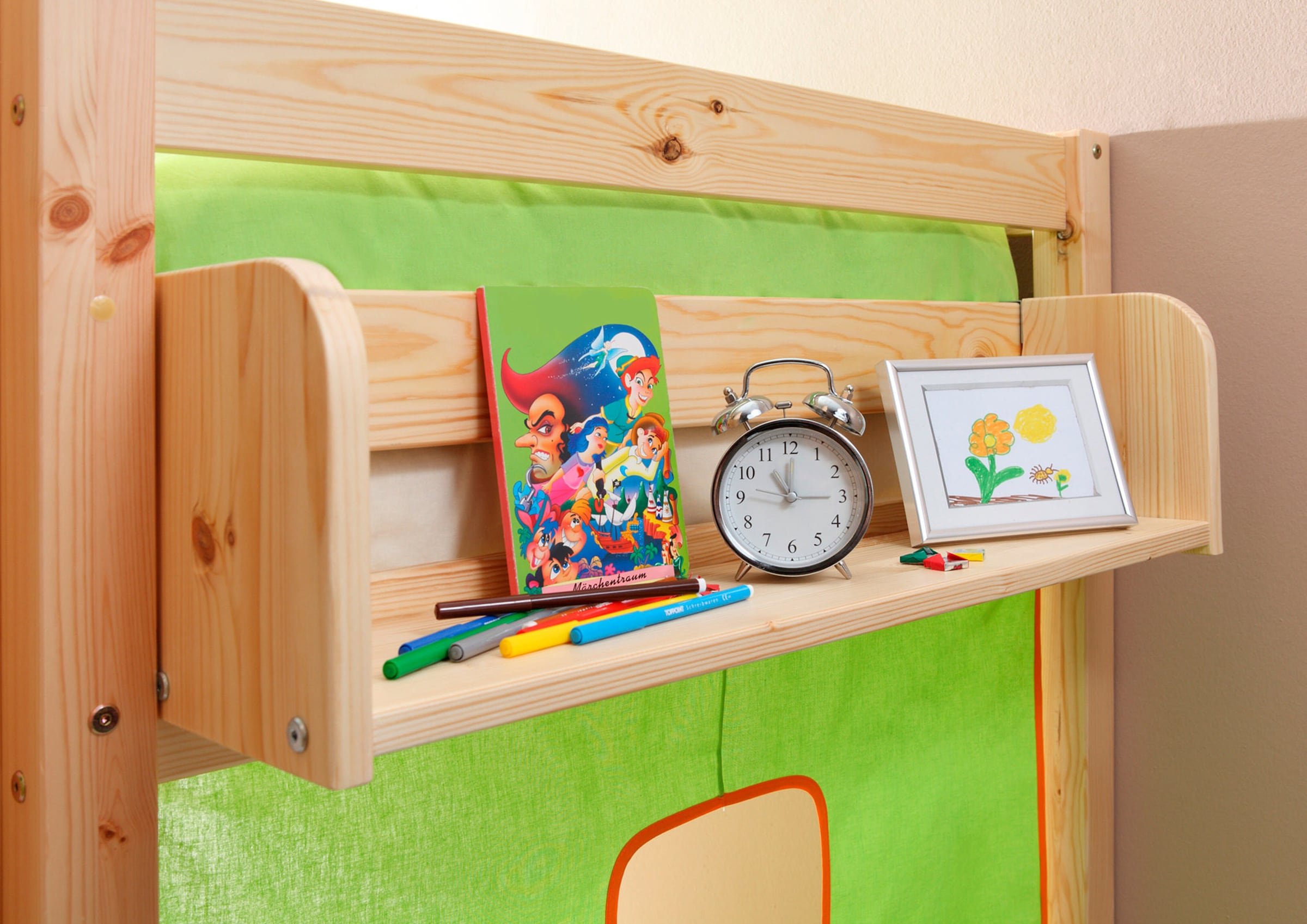 Thumbnail - Ticaa Einhängeregal Hochbett Etagenbett Kiefer Natur