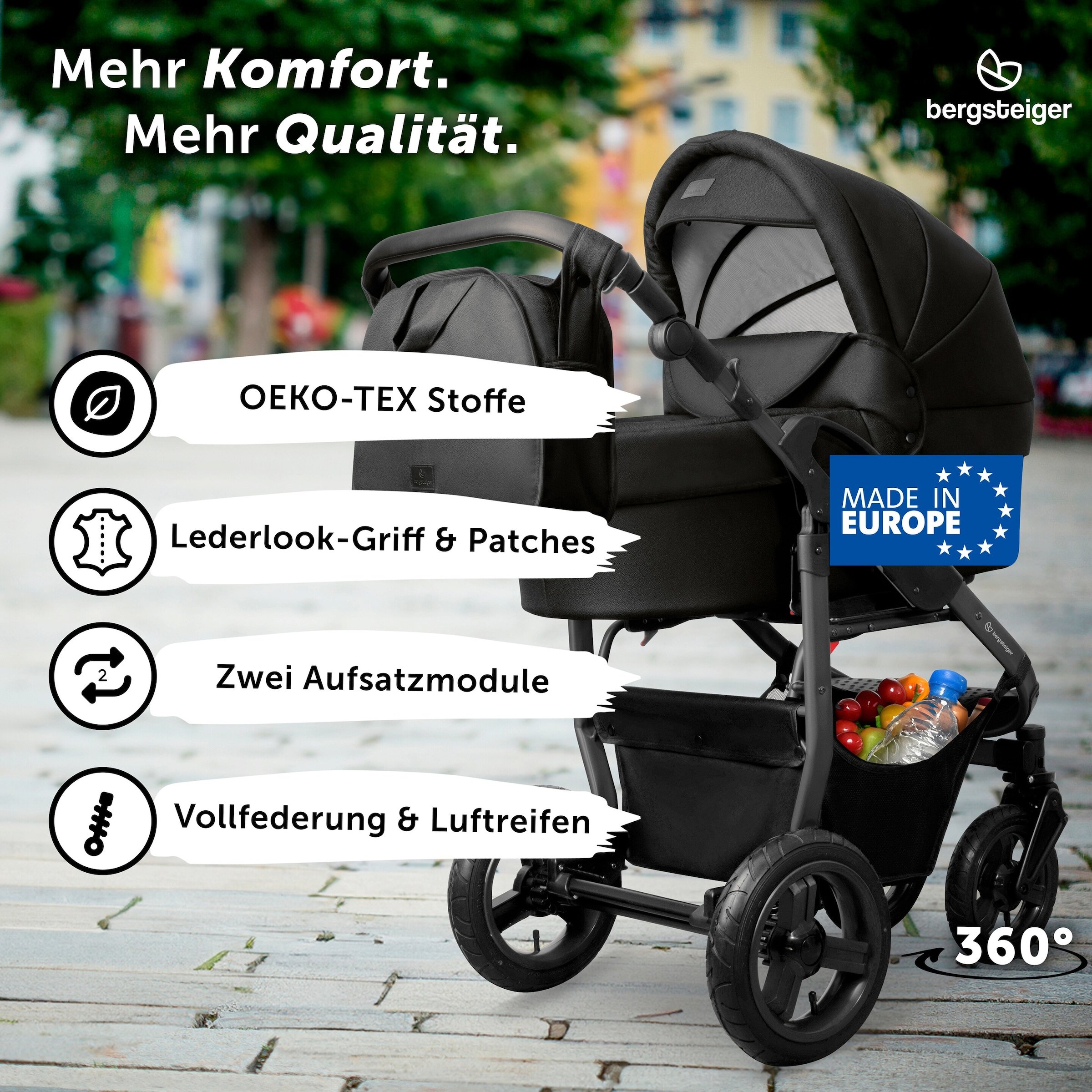 Bergsteiger Kinderwagen Capri schwarz