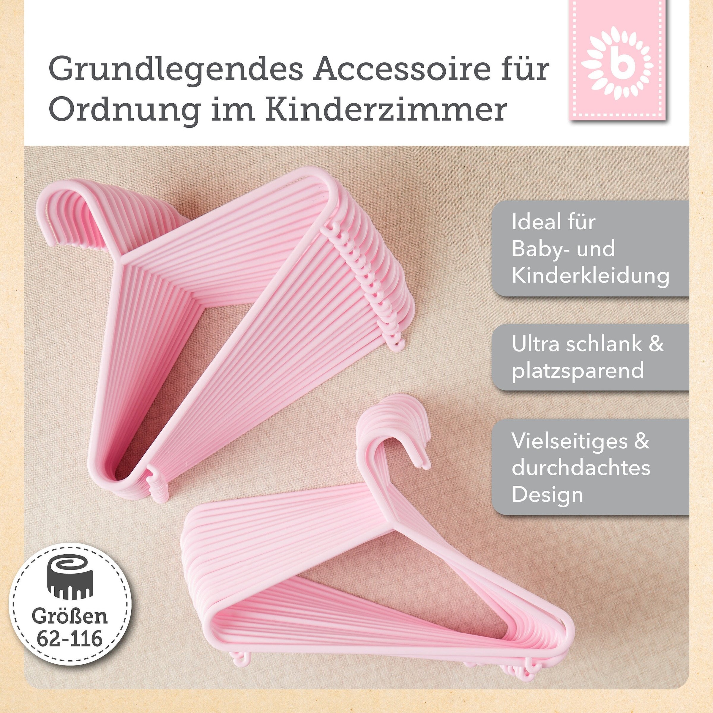 Bieco Kleiderbügel Kinder 32 St. Rosa