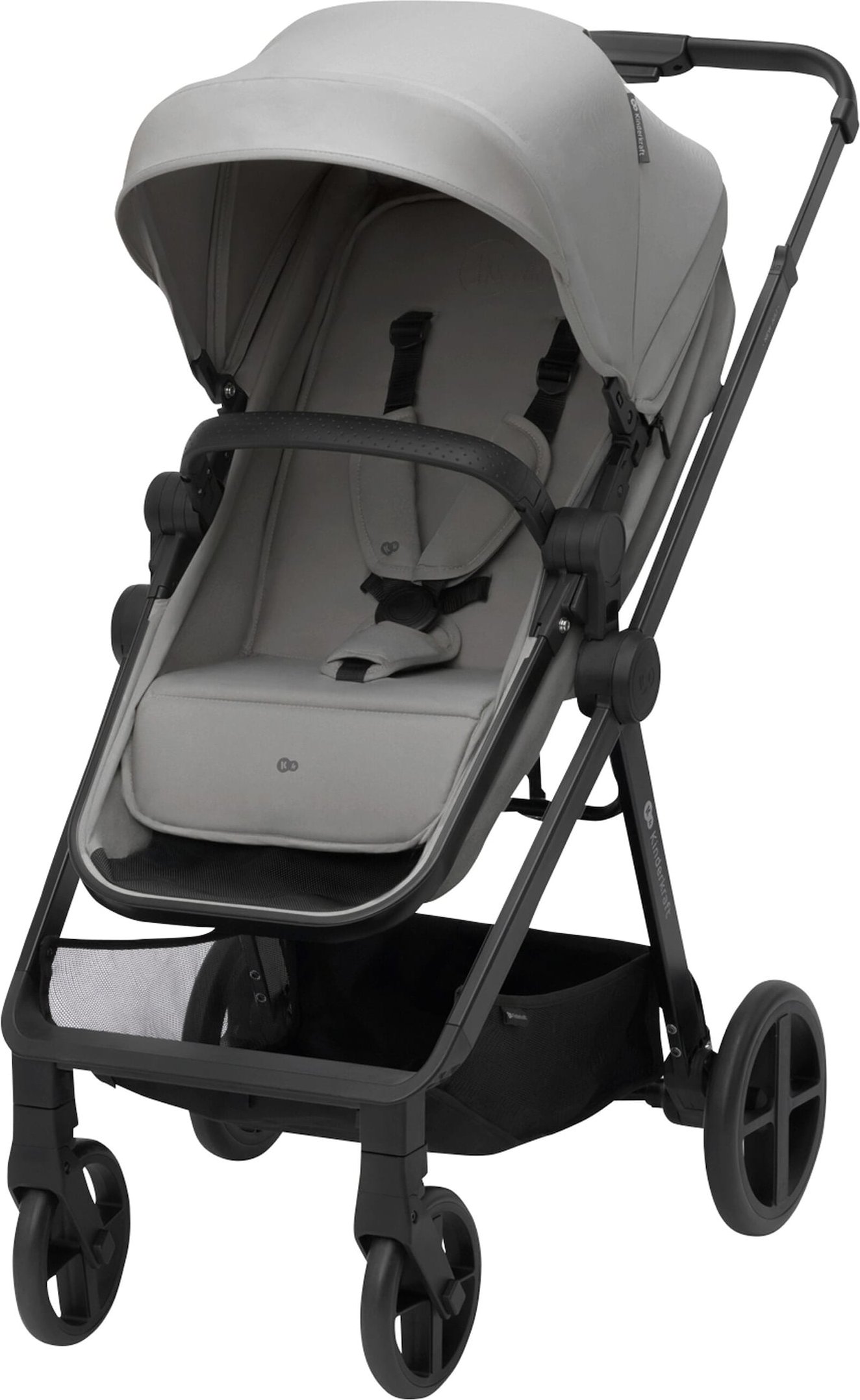 Kinderkraft Kombikinderwagen NEWLY 4in1 Trio-Set inkl. Babyschale MINK PRO und Isofix-Basis grau